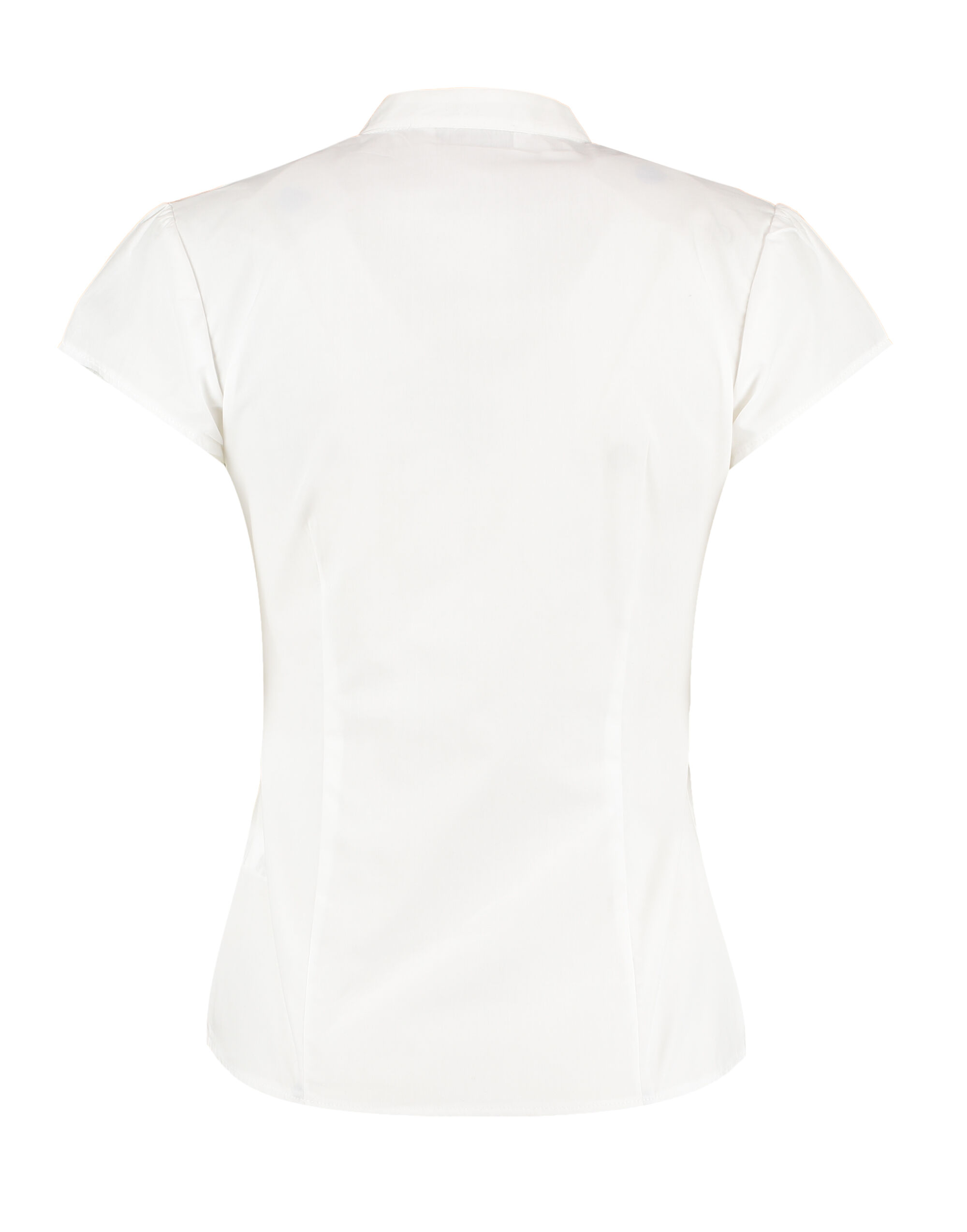 KK727 Tailored Fit Cap Sleeve Mandarin Collar Blouse White