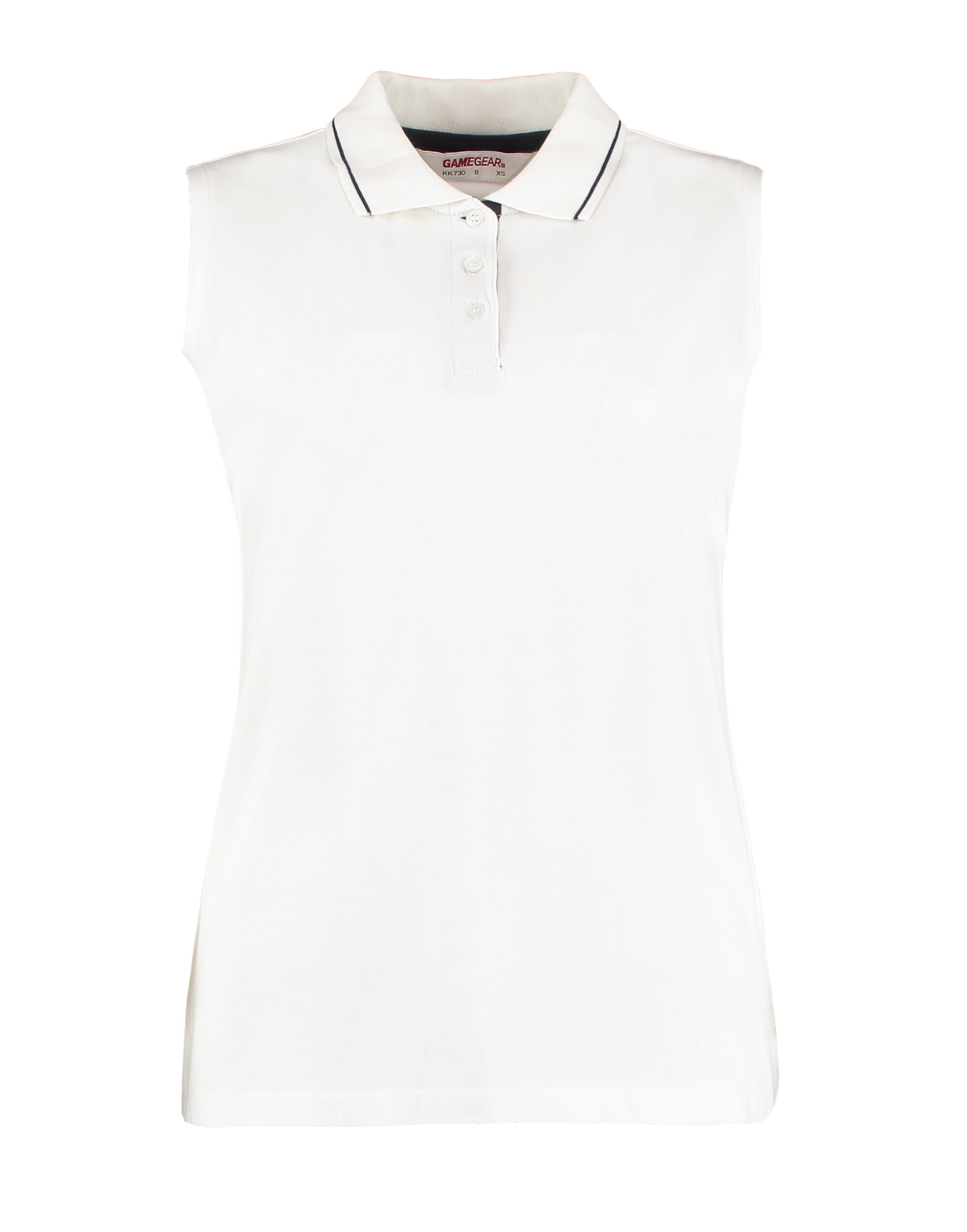 White/Navy Classic Fit Sleeveless Polo