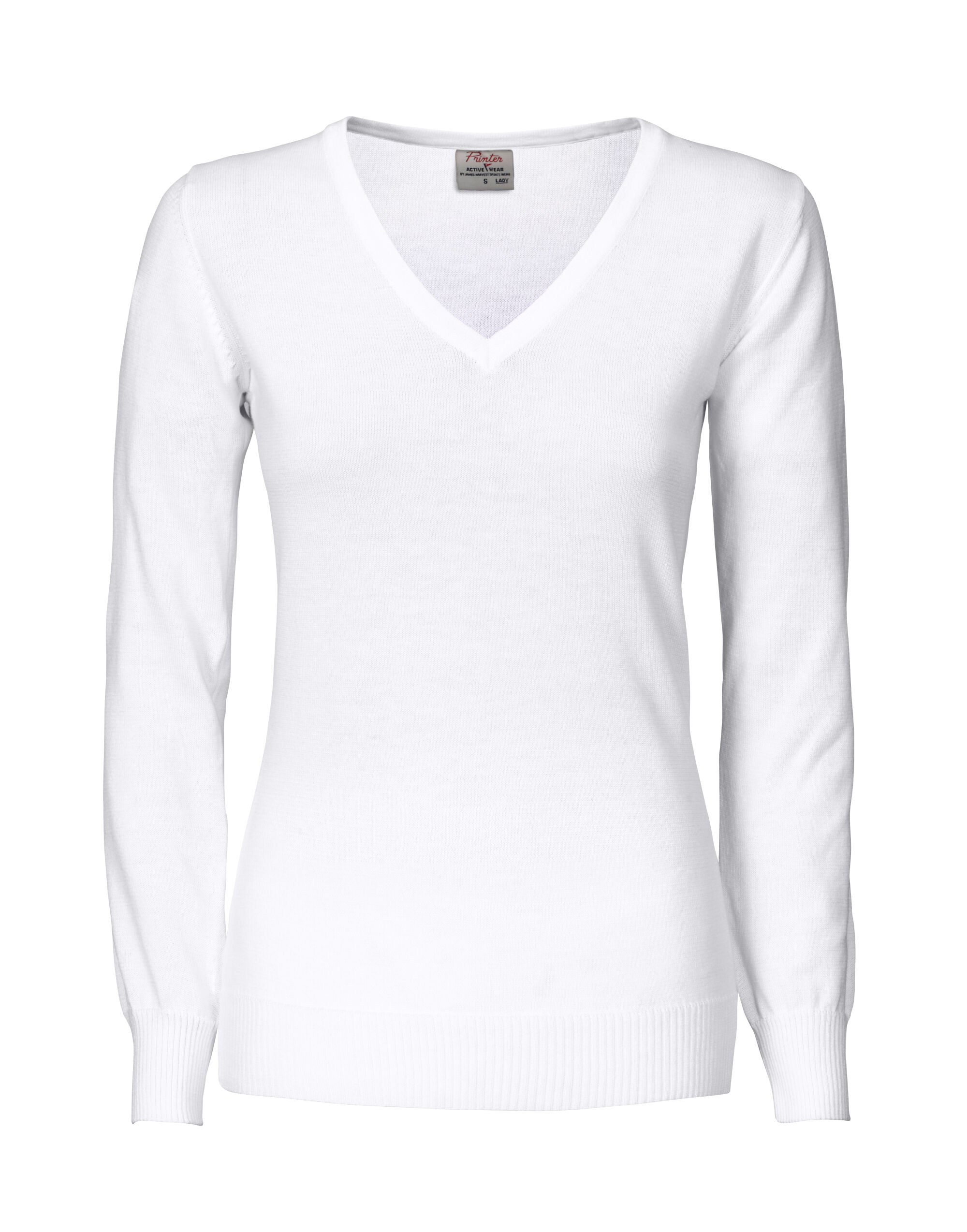 PE2262502 Ladies Forehand Knitted V Neck White PE2262502 Ladies Forehand Knitted V Neck White