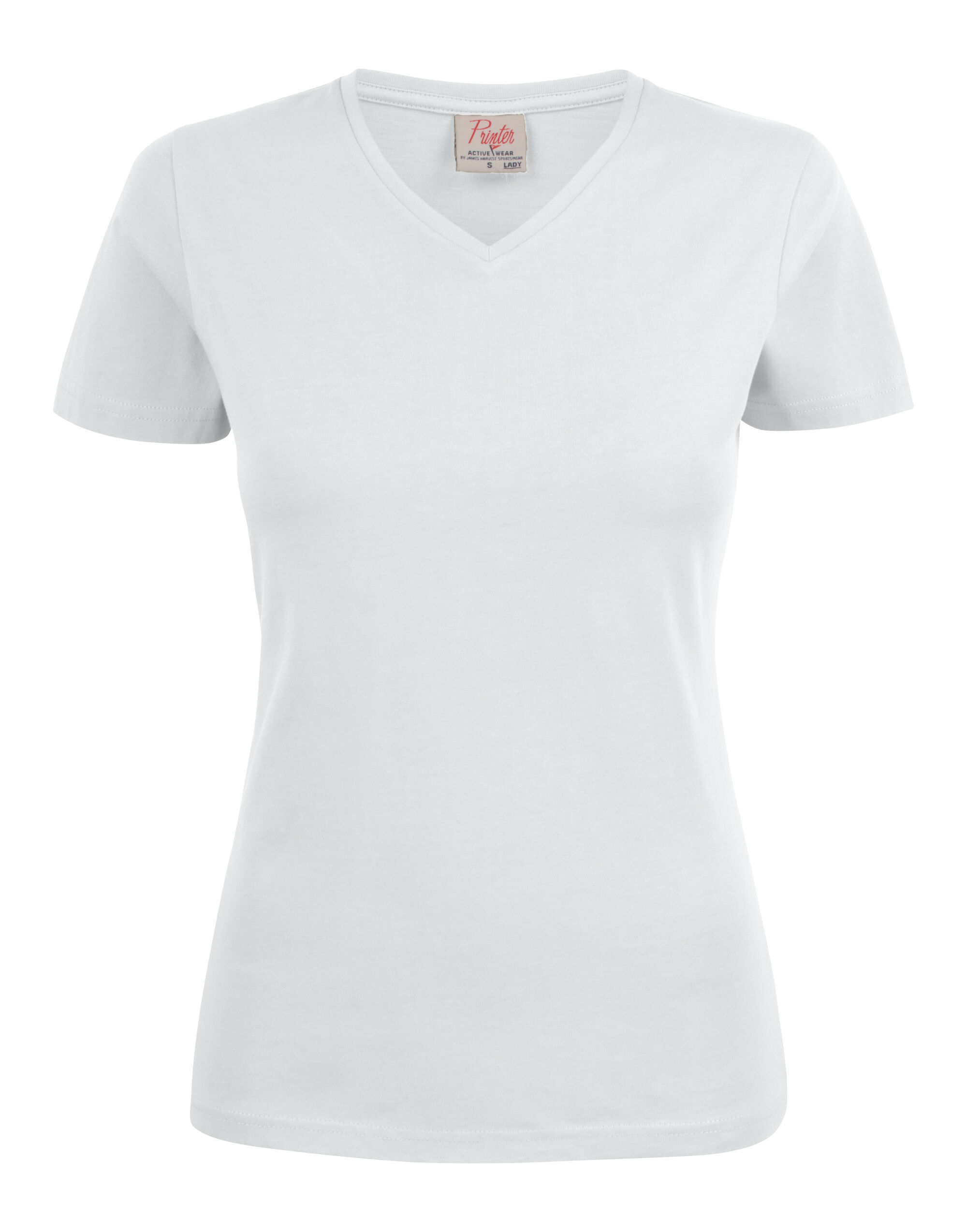PE2264025 White Ladies Heavy V-Neck T-Shirt