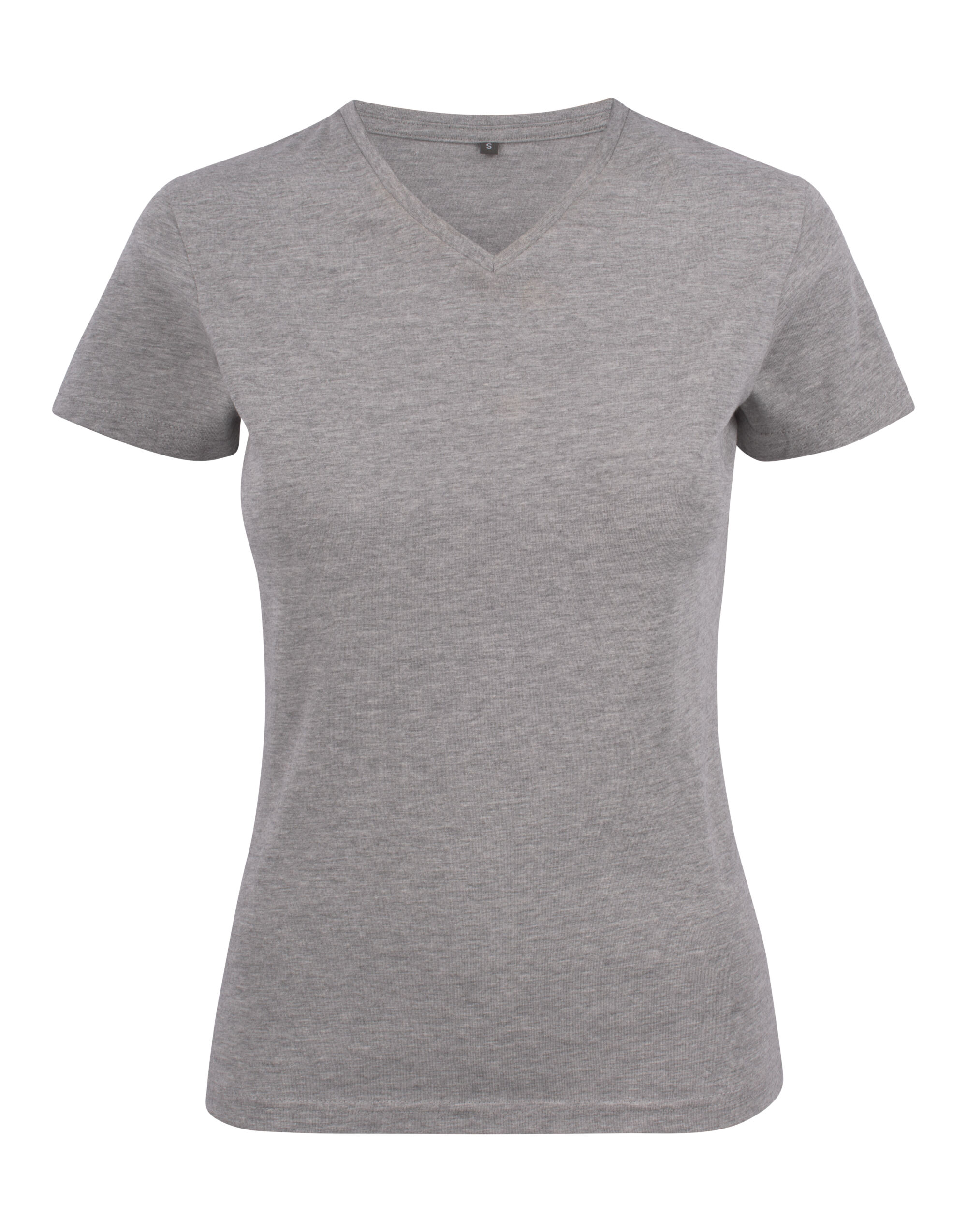 PE2264025 Grey Melange Ladies Heavy V-Neck T-Shirt