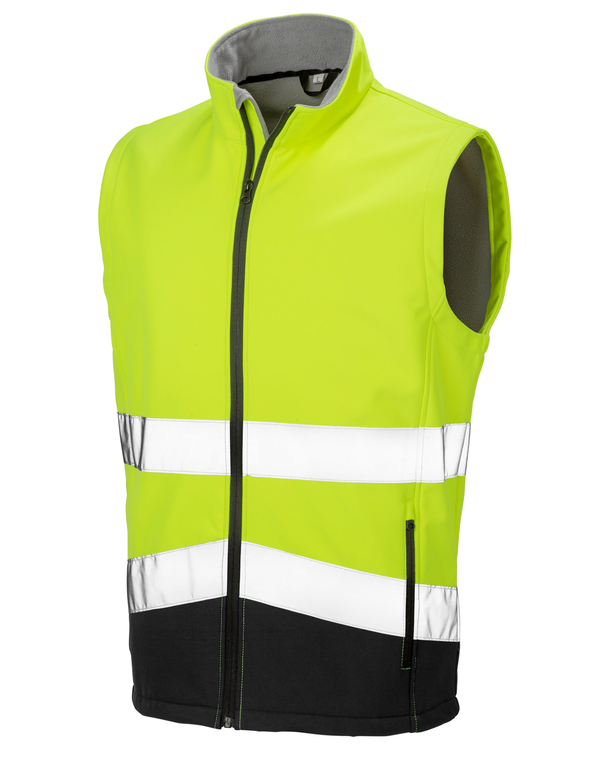 R451X Fluorescent Yellow/Black Printable Safety Softshell Gilet