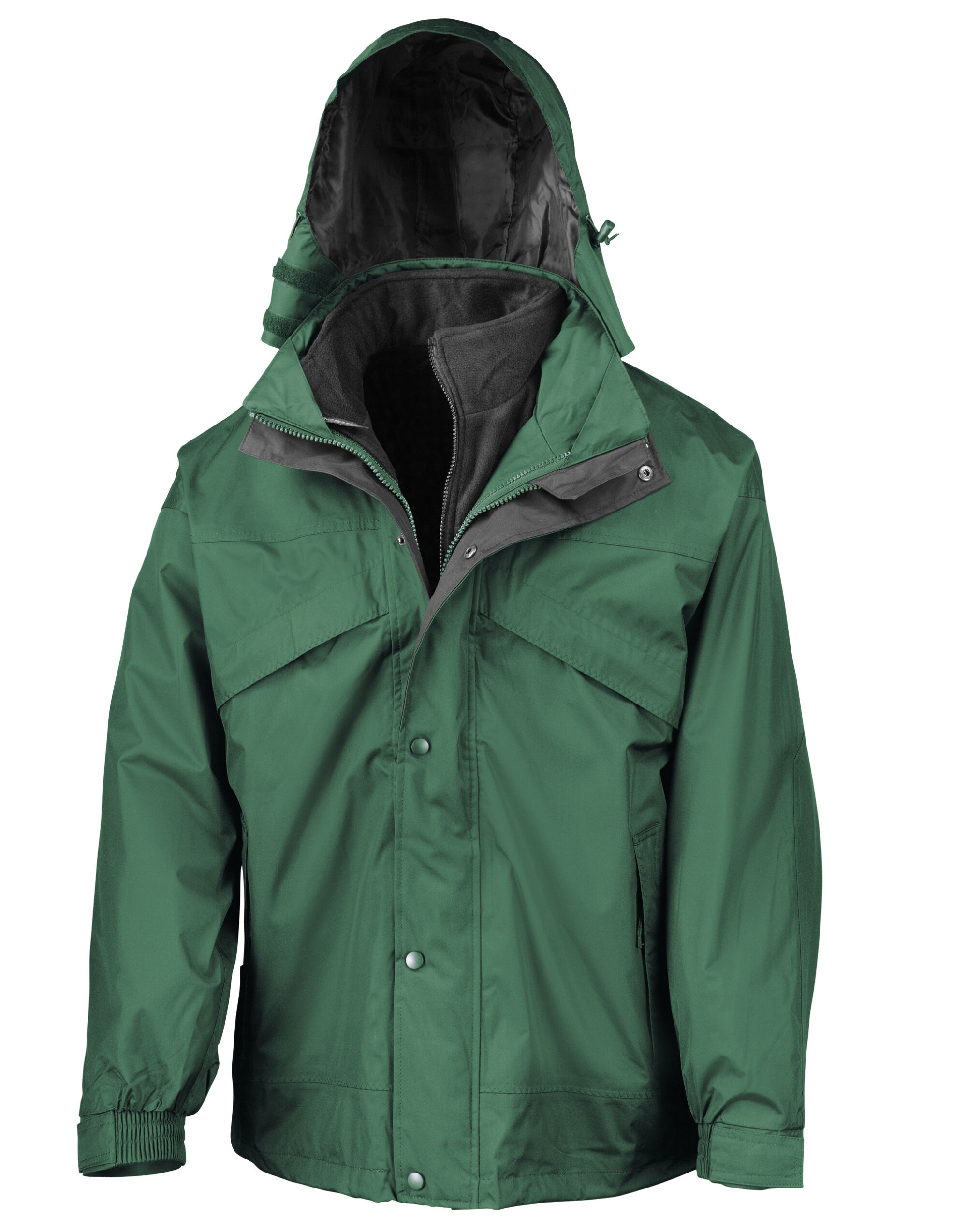 R68X 3-in-1 Zip and Clip Jacket Bottle Green
