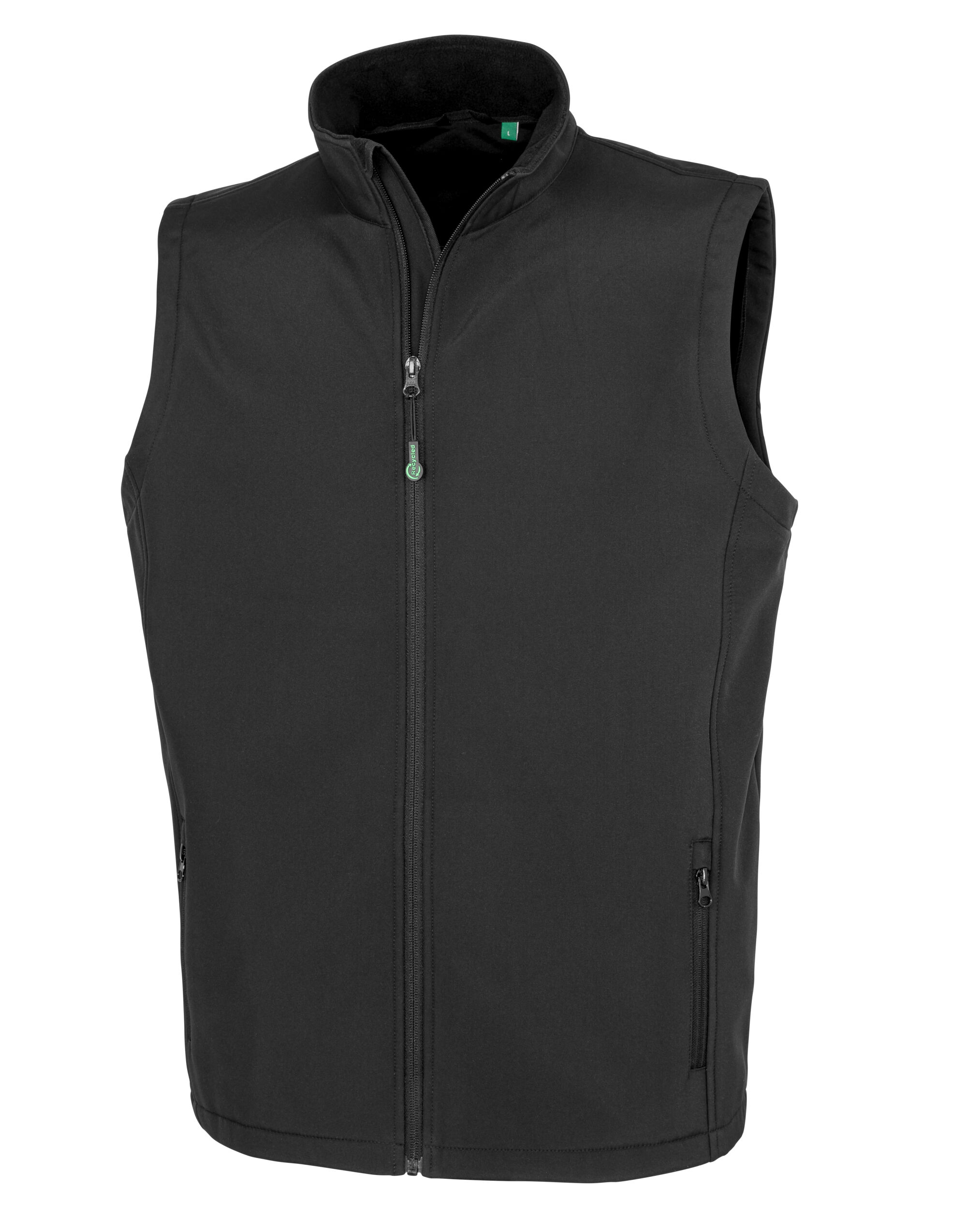 R902M Black Men’s Recycled 2-Layer Printable Softshell Bodywarmer