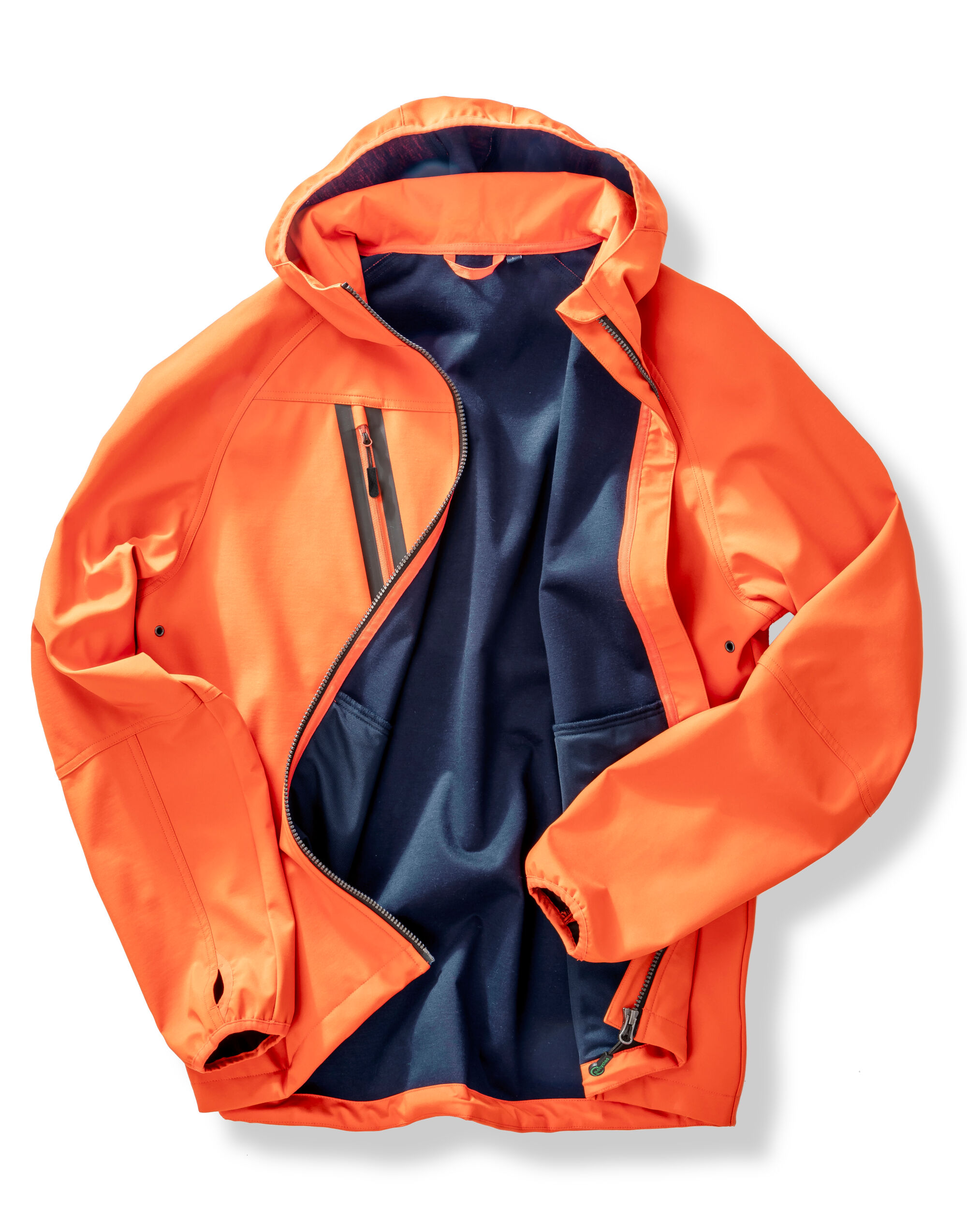 R909X Orange/Navy 3-Layer Recycled Printable Casual Hooded Softshell
