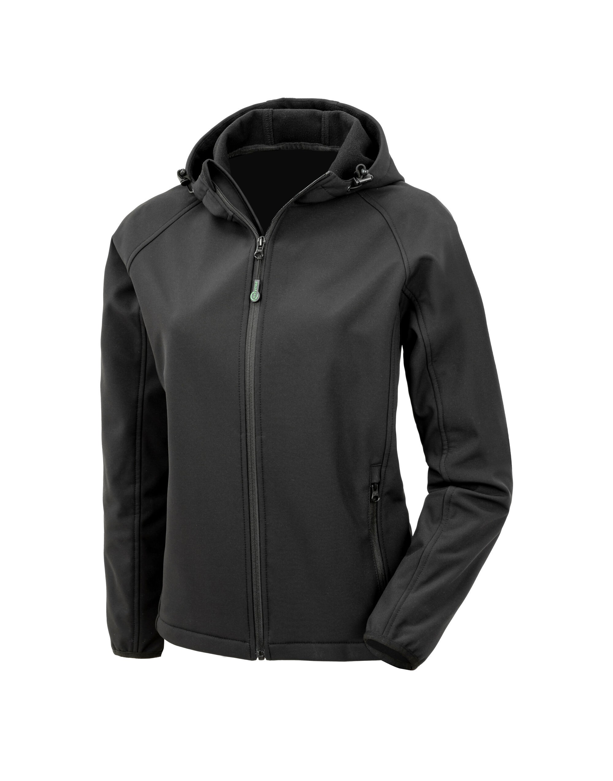 R911F Black Ladies 3-Layer Recycled Printable Hooded Softshell