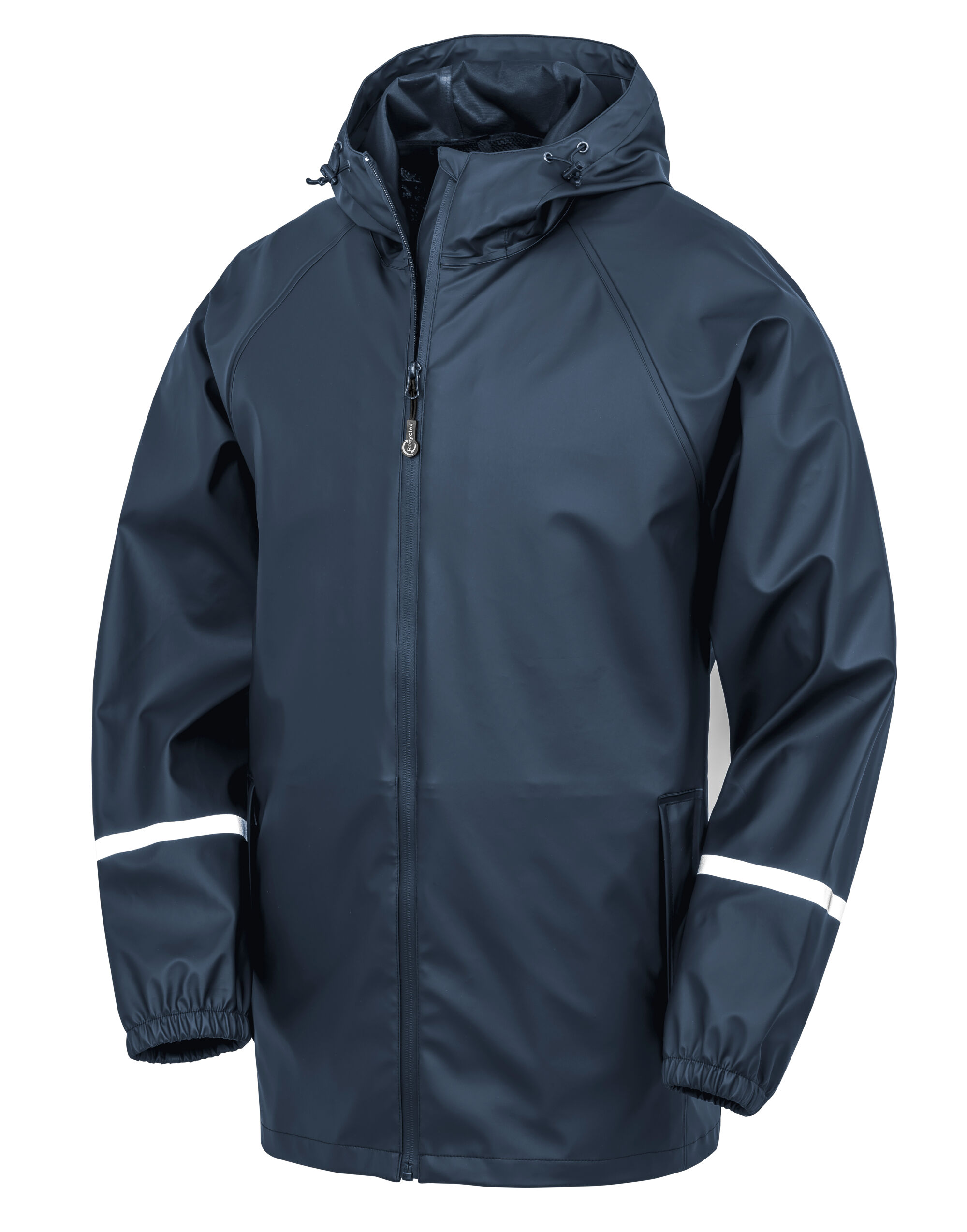 R915X Prism PU Waterproof Jacket With Reflective Bands and Recycled Backing Navy