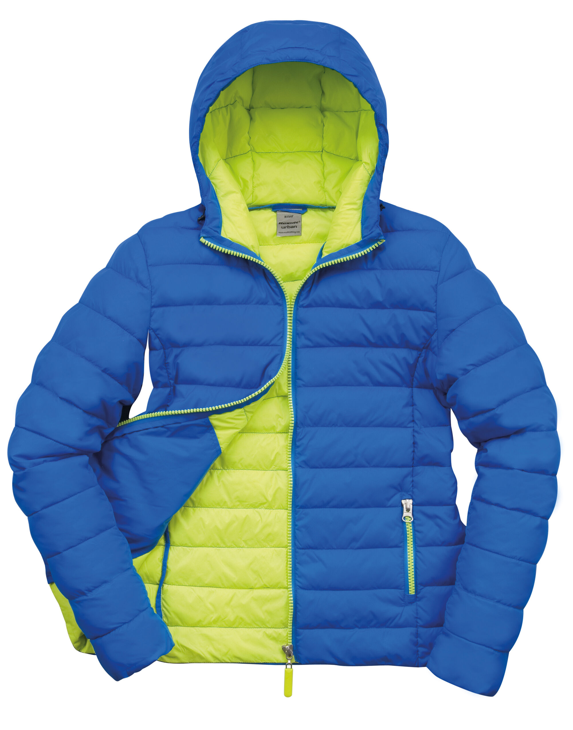 R194F Ladies’ Snow Bird Padded Jacket Ocean/Lime