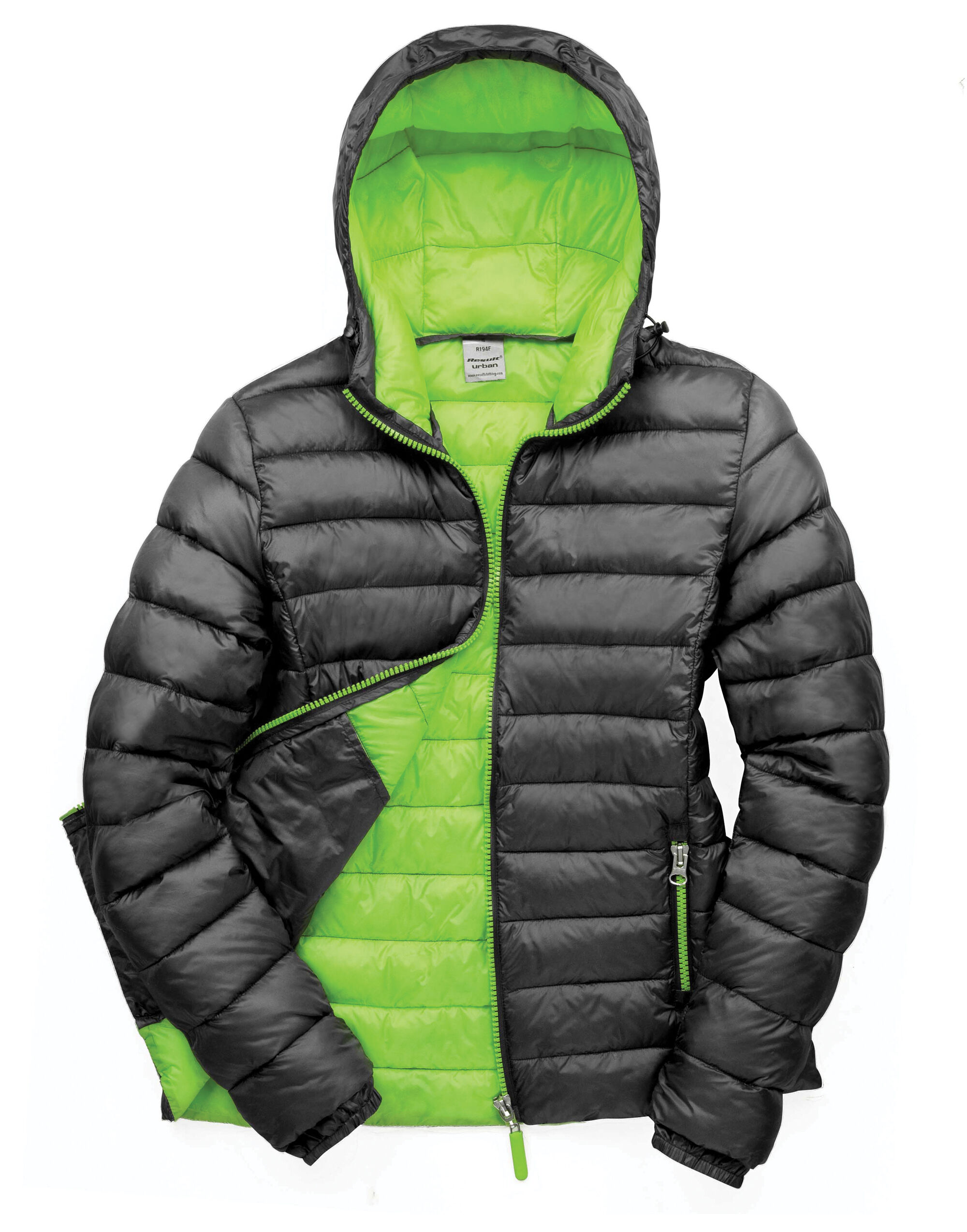 R194F Ladies’ Snow Bird Padded Jacket Black/Lime Green R194F Ladies’ Snow Bird Padded Jacket Black/Lime Green