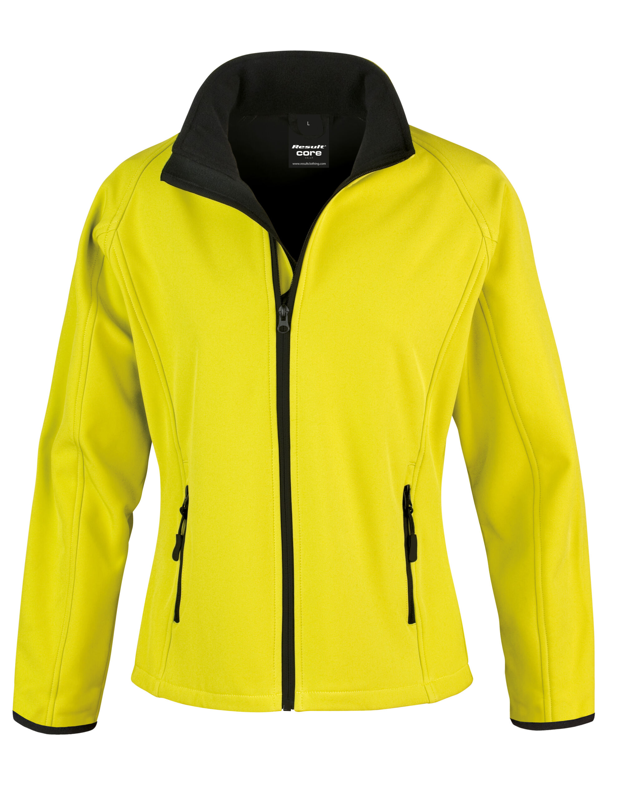 R231F Ladies’ Printable Softshell Jacket with Recycled Inner Fleece Yellow/Black