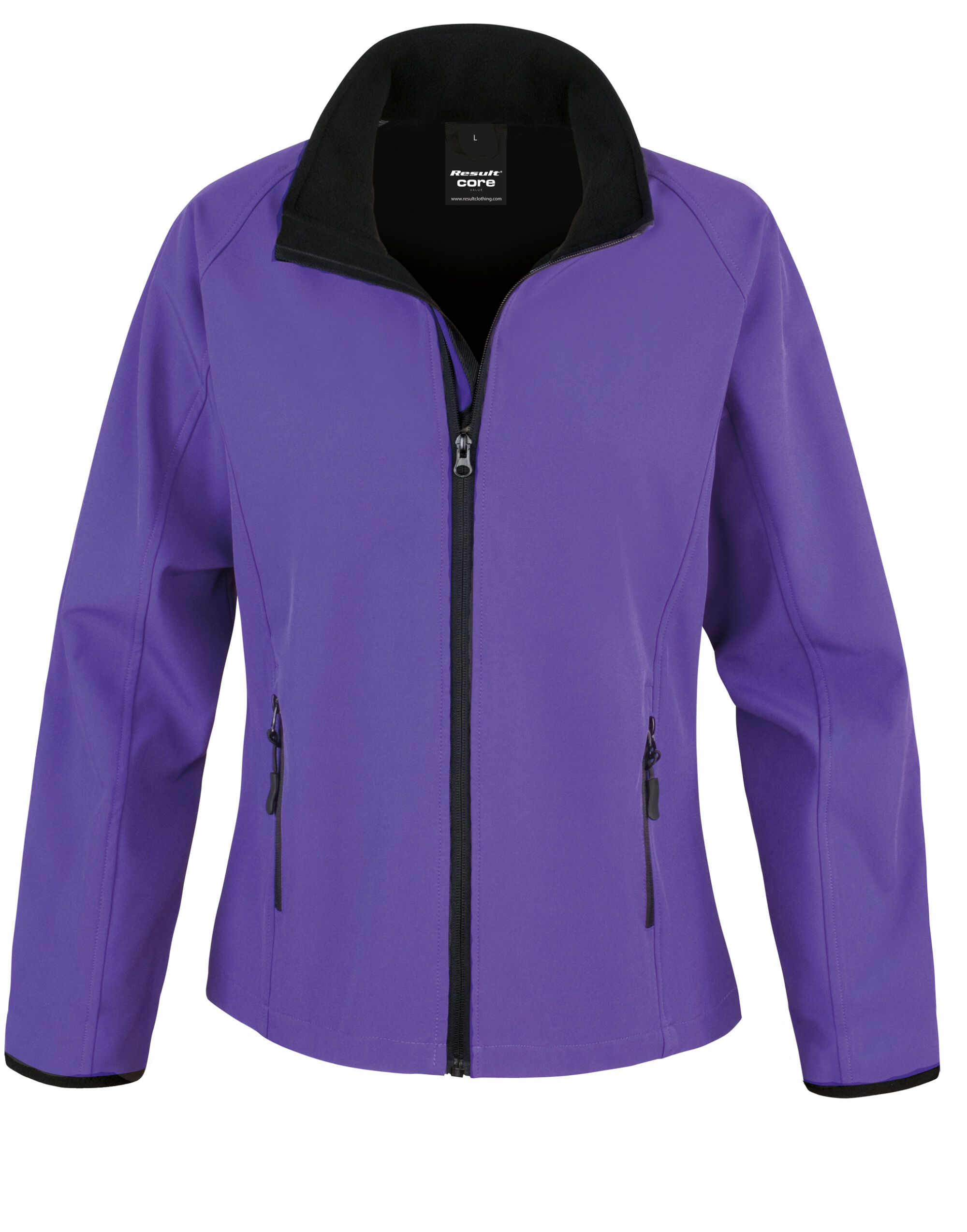 R231F Ladies’ Printable Softshell Jacket with Recycled Inner Fleece Purple/Black