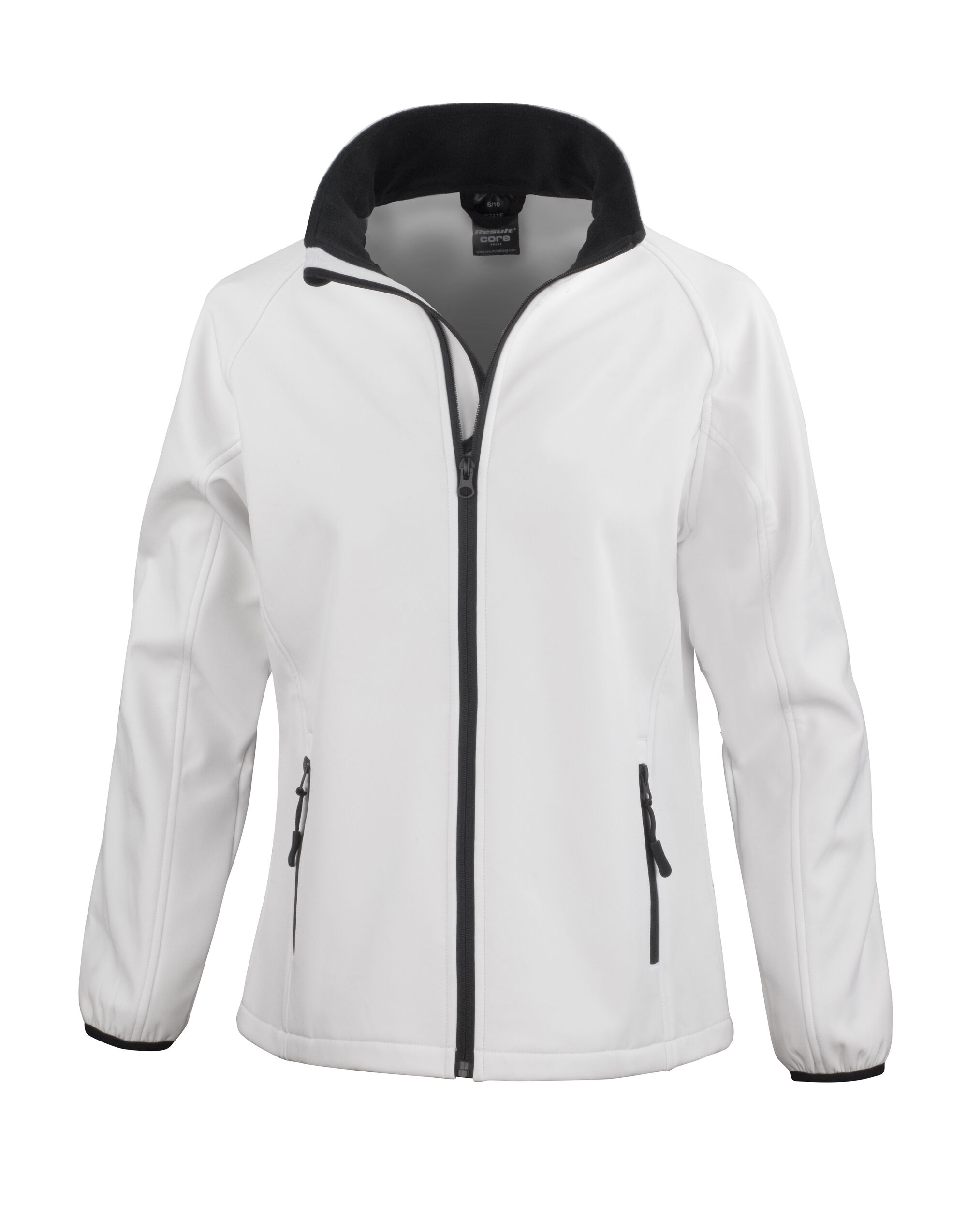 R231F Ladies’ Printable Softshell Jacket with Recycled Inner Fleece White/Black R231F Ladies’ Printable Softshell Jacket with Recycled Inner Fleece White/Black
