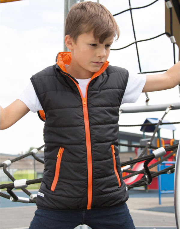 R234JY Child’s Padded Bodywarmer Black/Orange