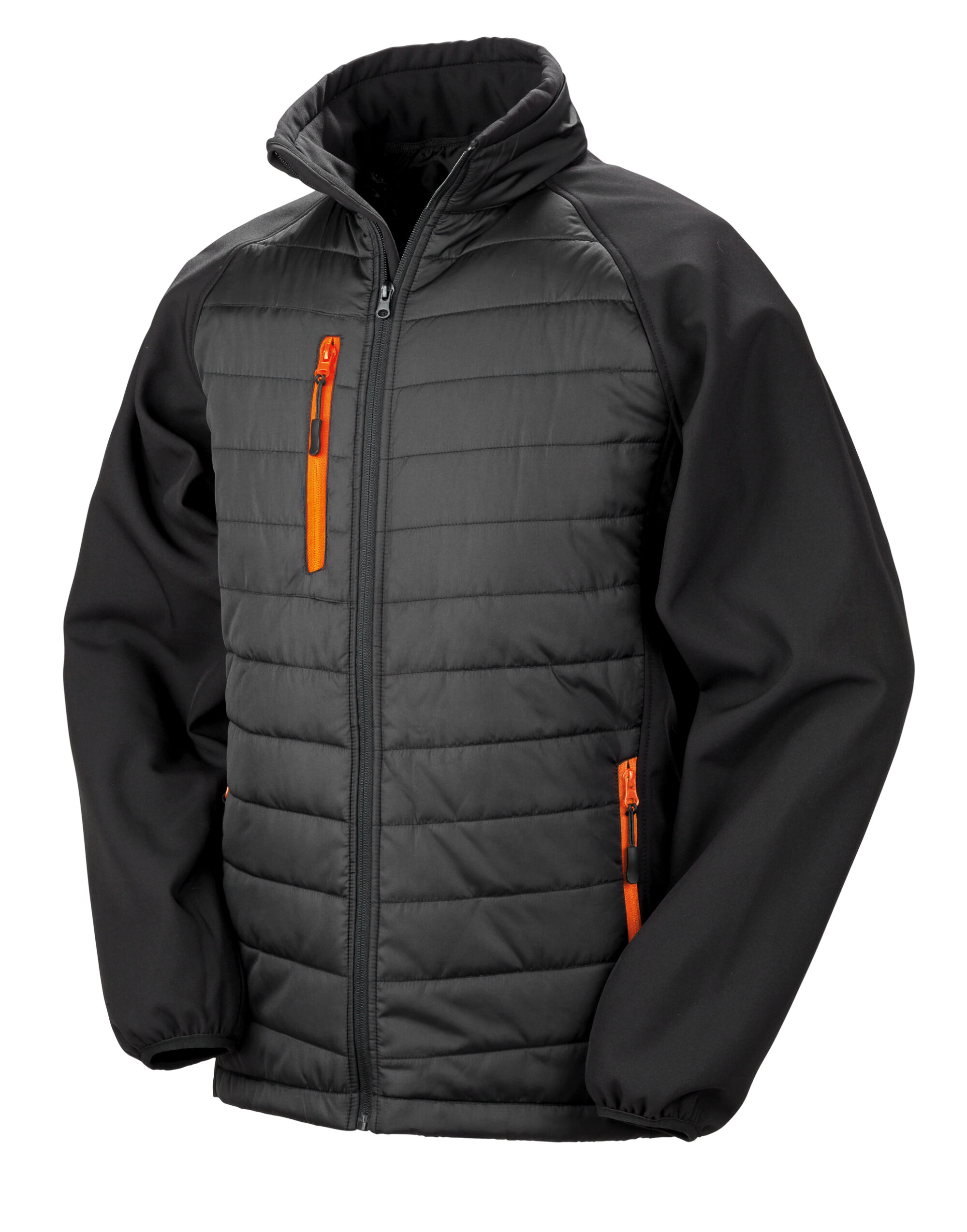 R237X Black/Orange Compass Padded Softshell Jacket