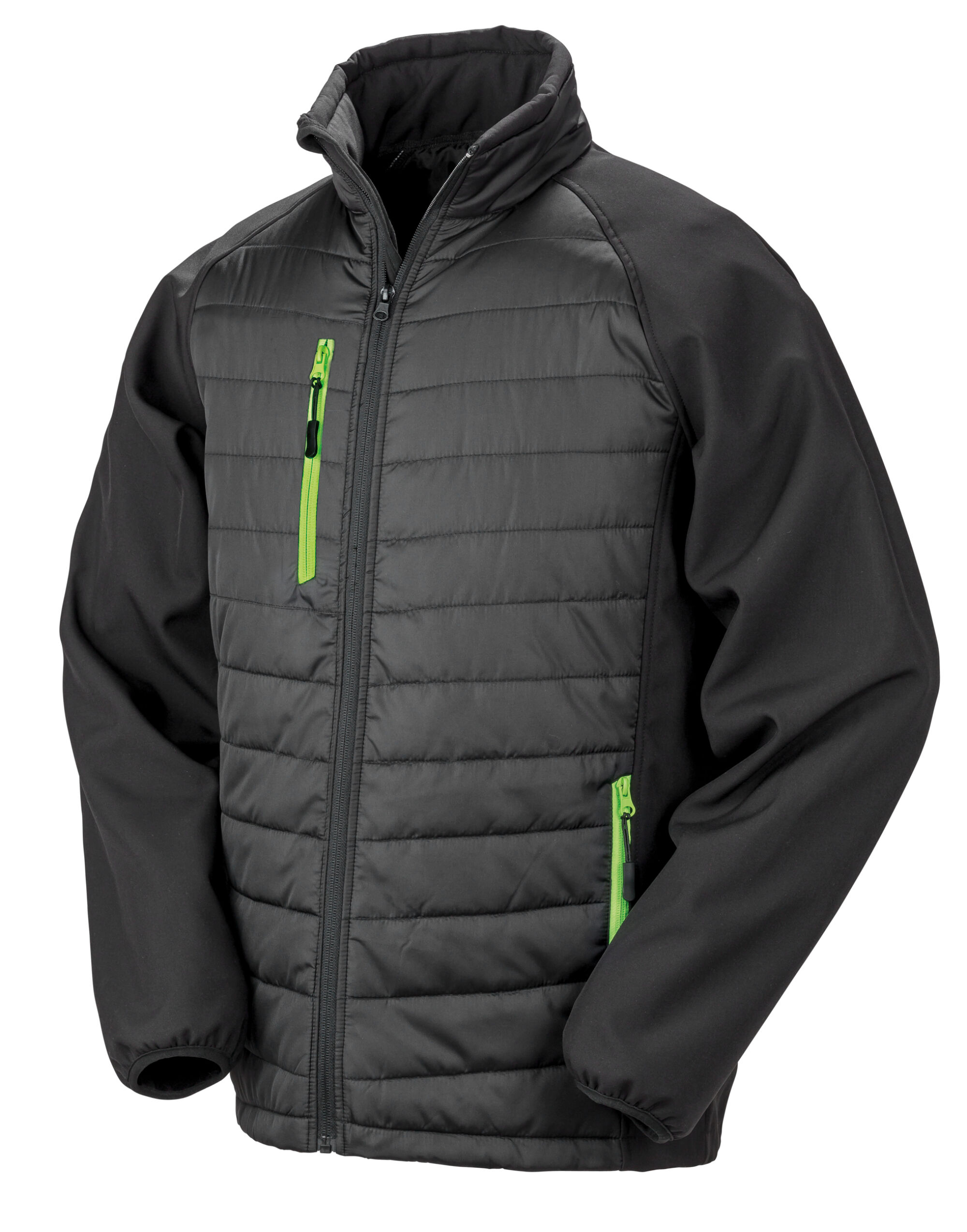 R237X Black/Lime Green Compass Padded Softshell Jacket