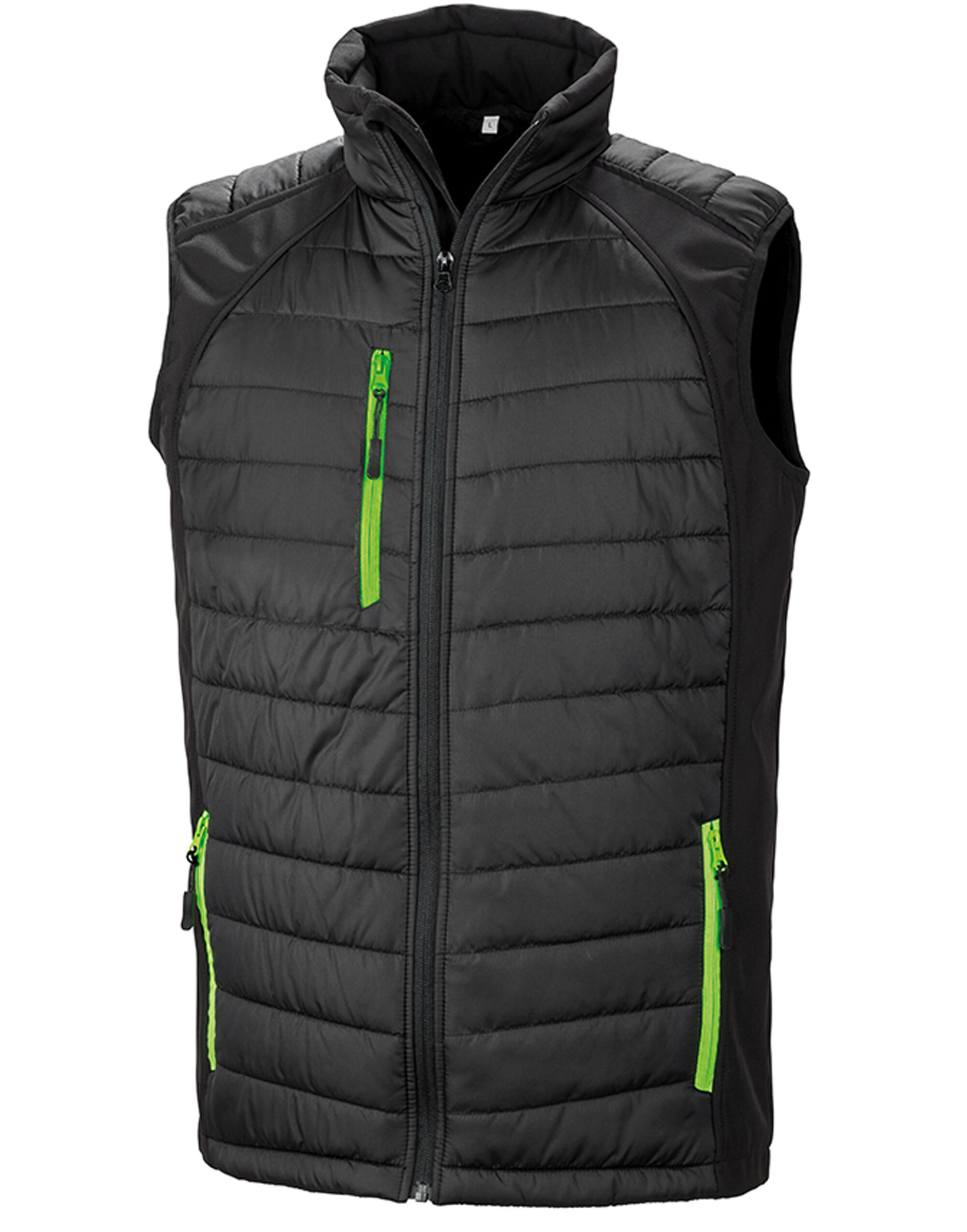 R238X Black/Lime Green Compass Padded Softshell Gilet
