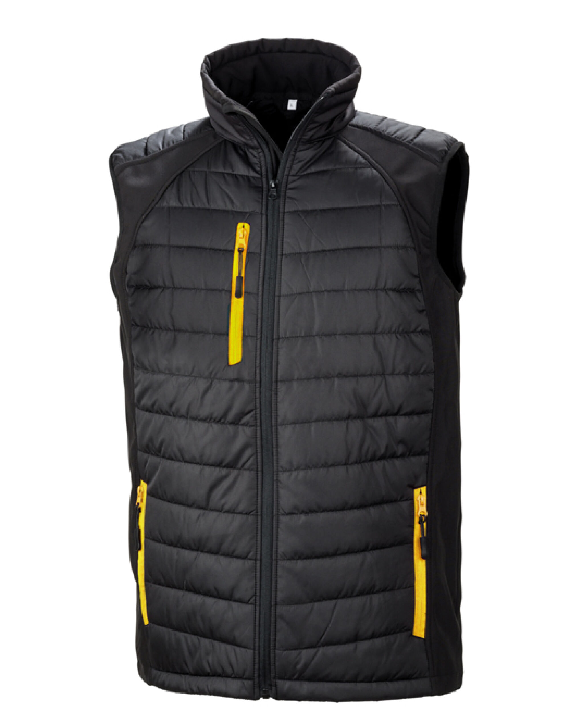R238X Black/Yellow Compass Padded Softshell Gilet