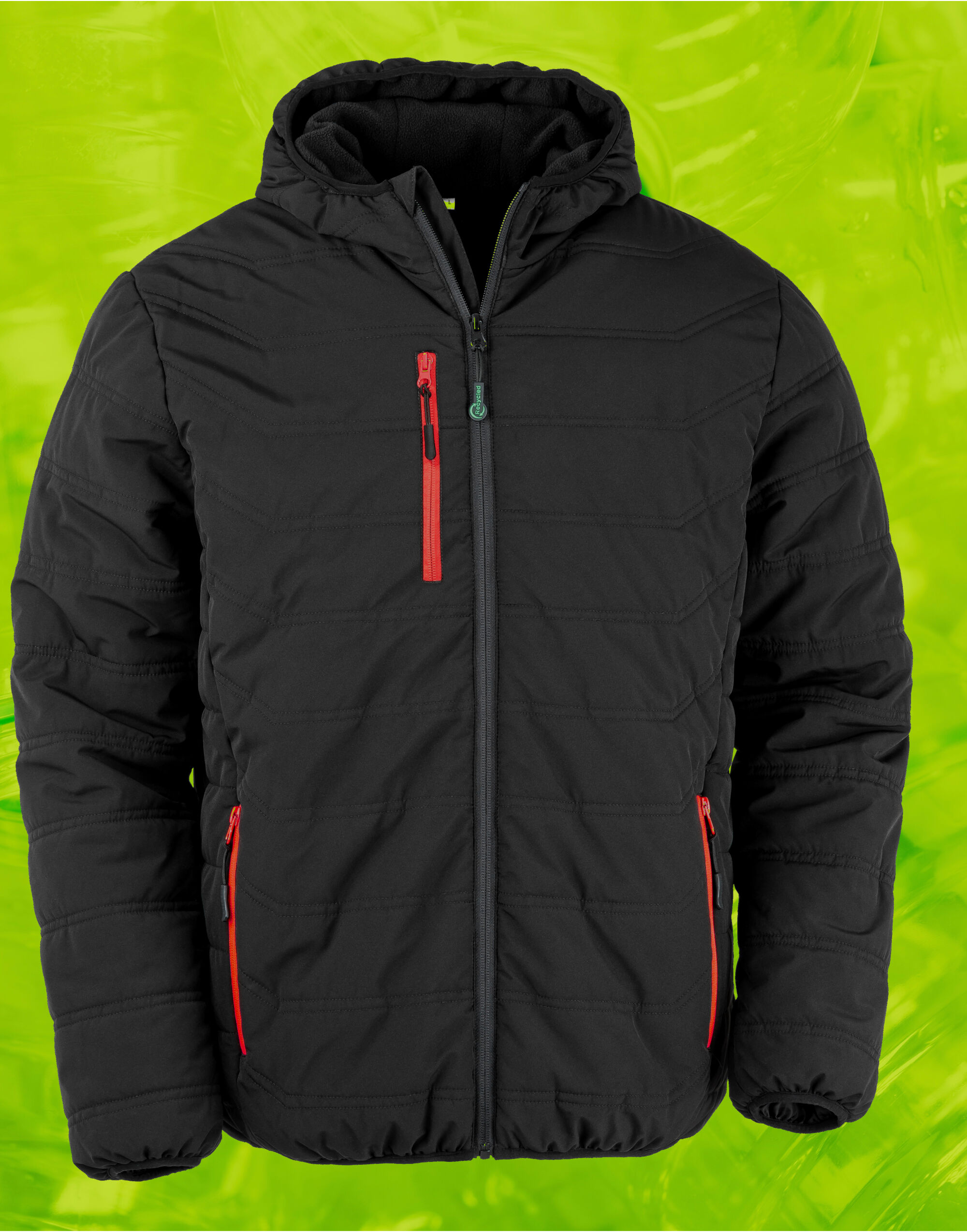 R240X Black Compass Padded Winter Jacket Black/Red R240X Black Compass Padded Winter Jacket Black/Red