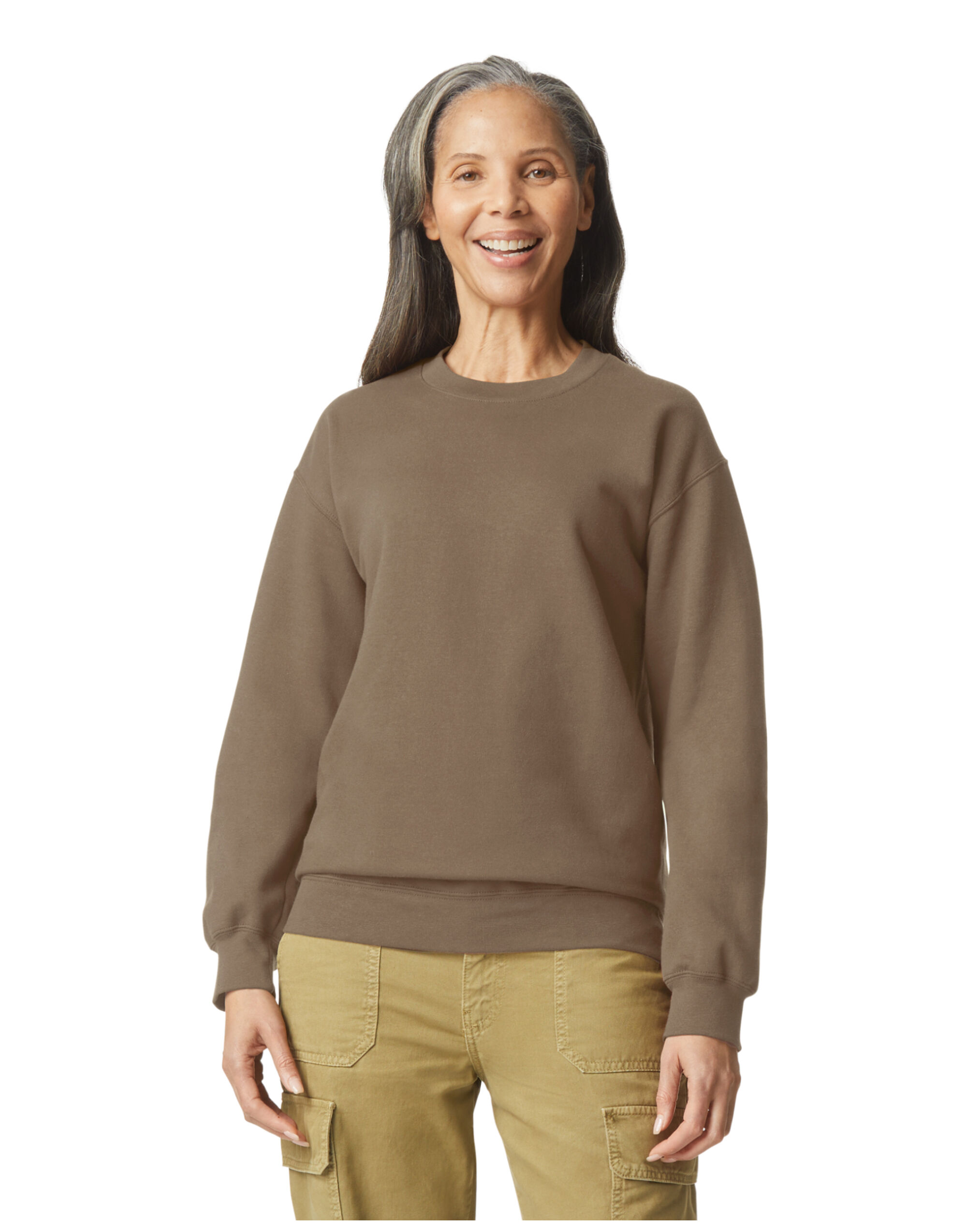 SF000 Softstyle Midweight Fleece Adult Crewneck Brown Savana