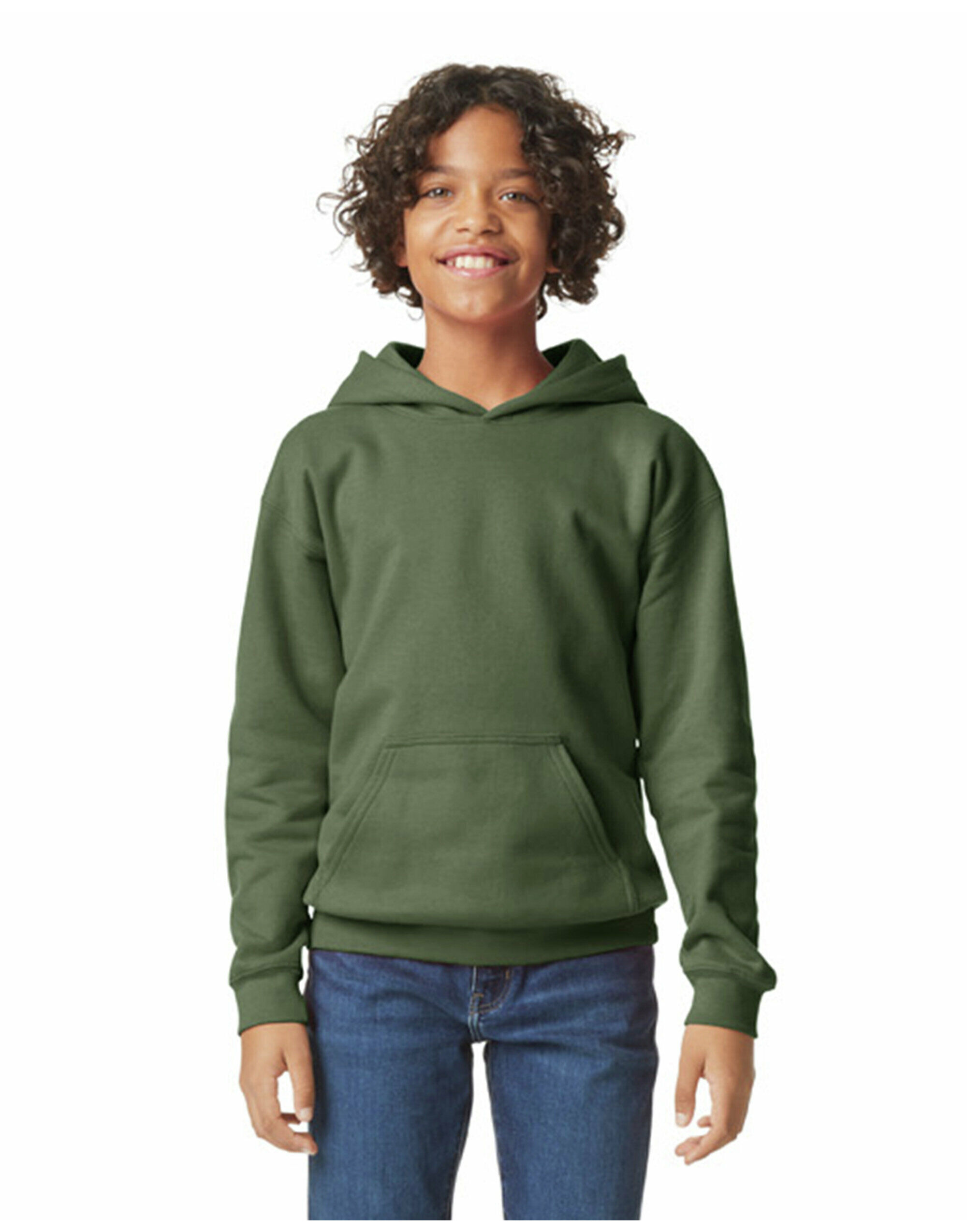 SF500B Softstyle Midweight Fleece Youth Hoodie Military Green