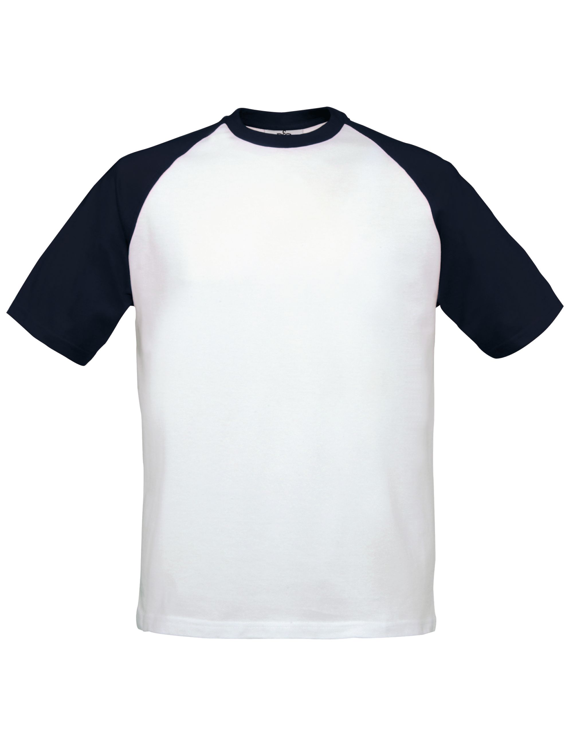 White/Navy Mens Short Sleeve Baseball Tee