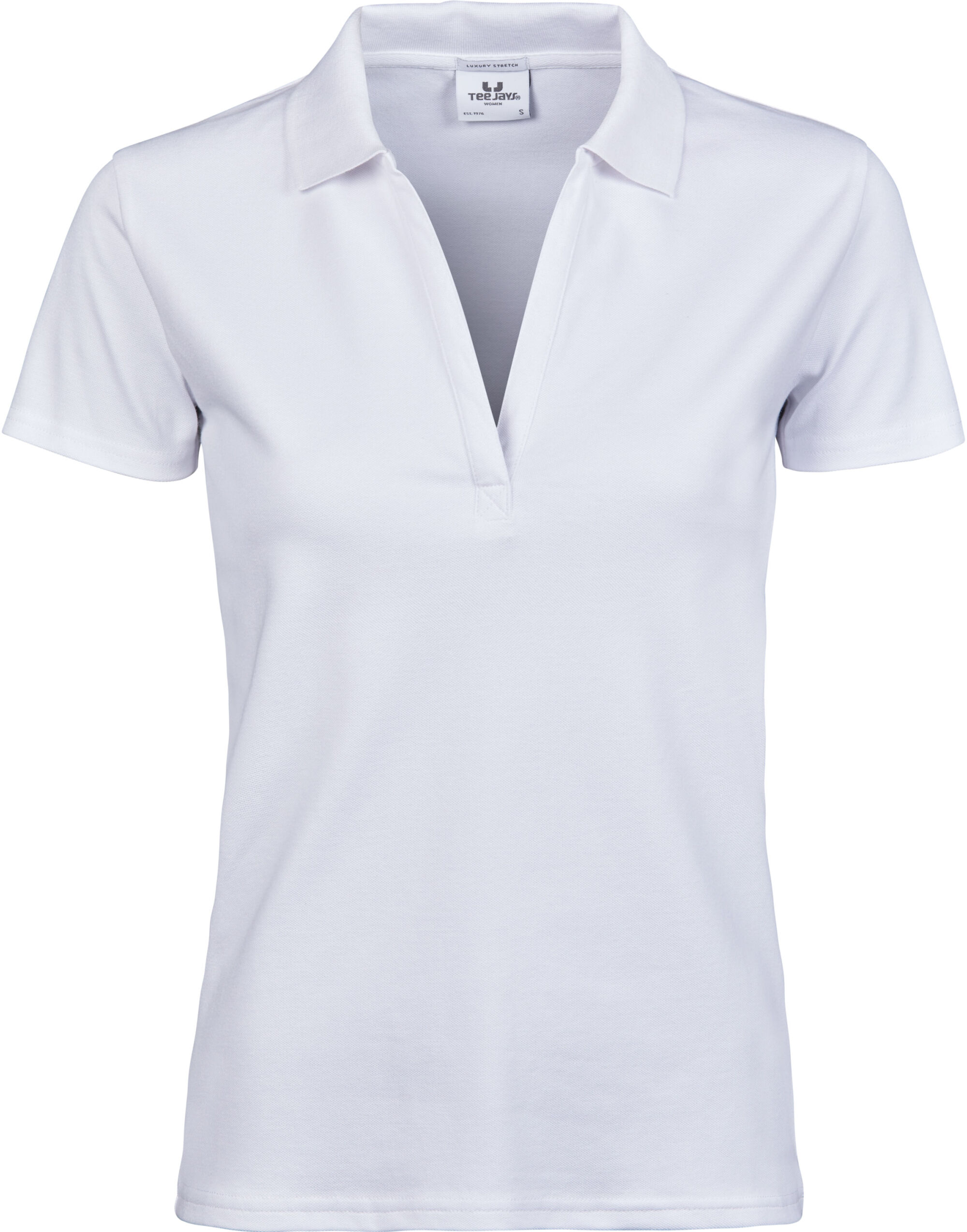 TJ1409 Women’s Luxury Stretch V-Neck Polo White