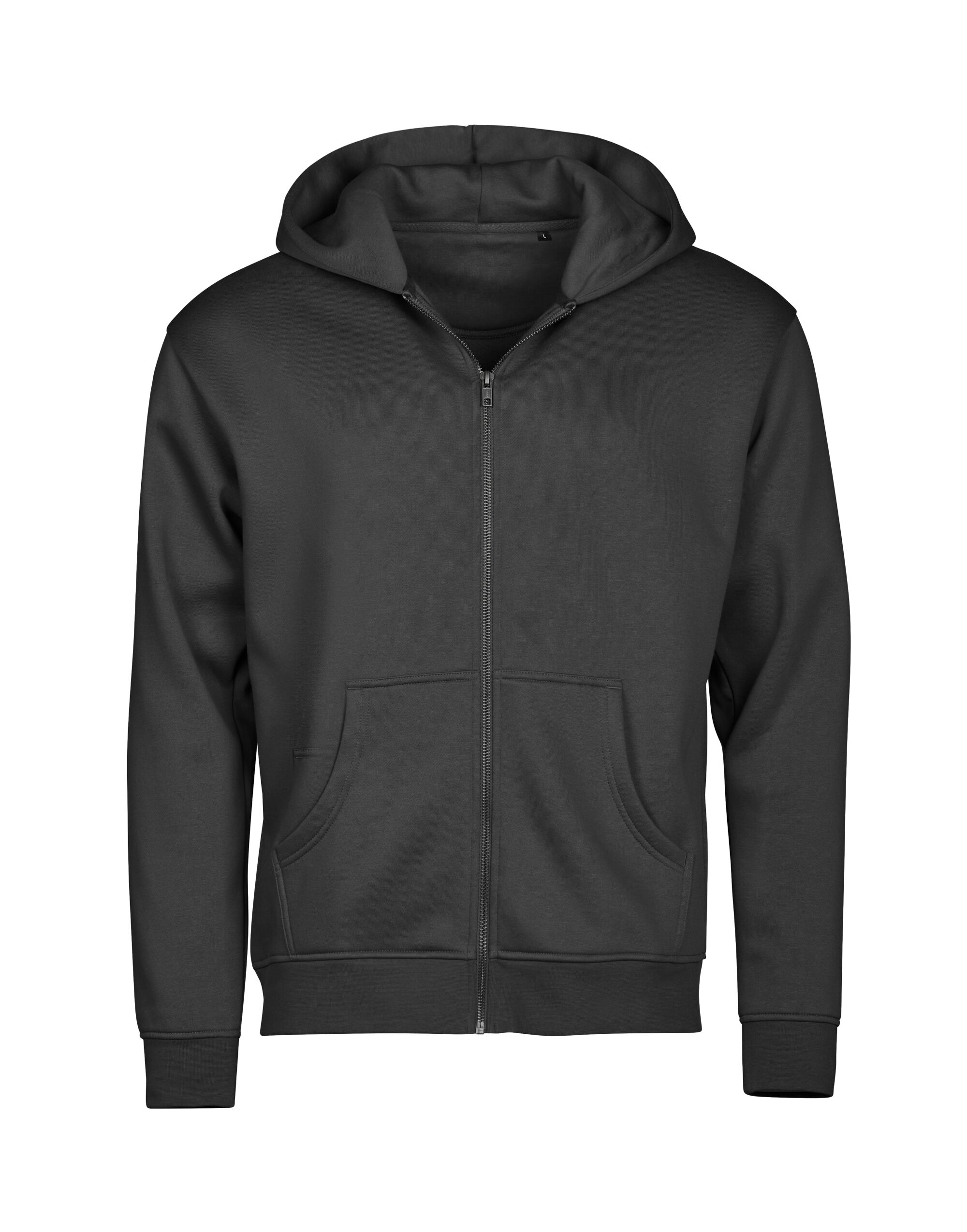 TJ5154 Black Unlabeled Hooded Full Zip Sweatshirt