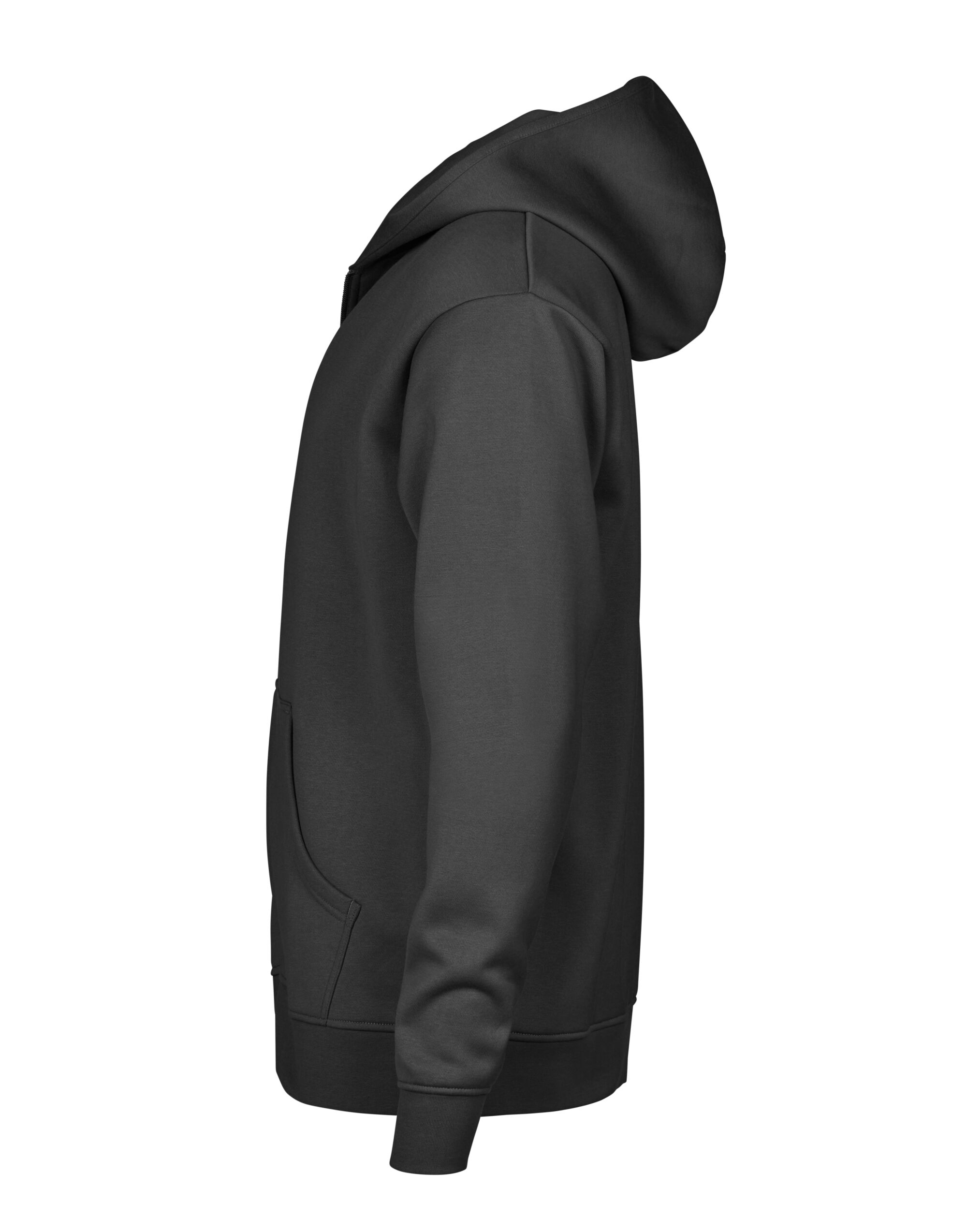 TJ5154 Black Unlabeled Hooded Full Zip Sweatshirt
