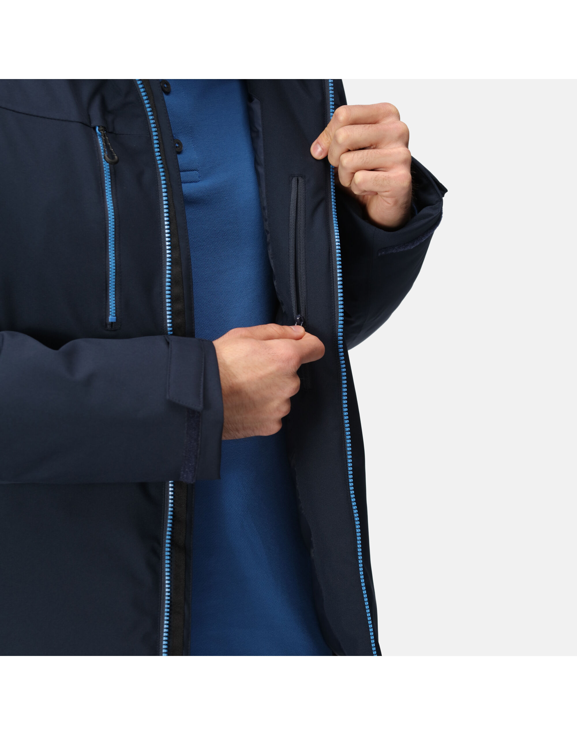 TRA253 Navy/ French Blue Mens Navigate Insulated Waterproof Jacket
