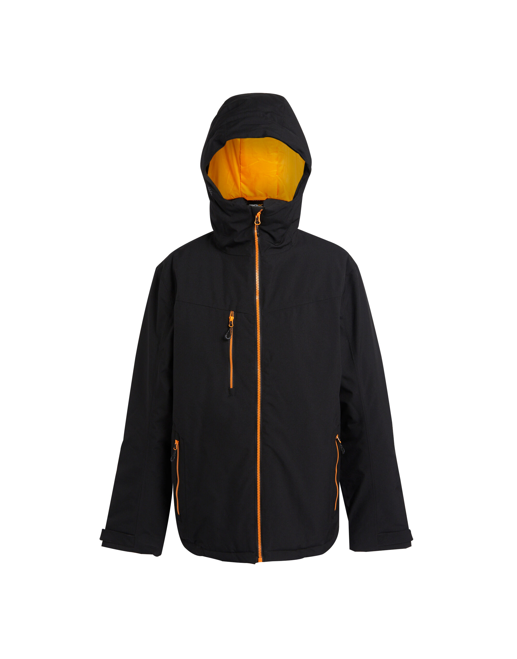 TRA253 Mens Navigate Insulated Waterproof Jacket Black Orange Pop