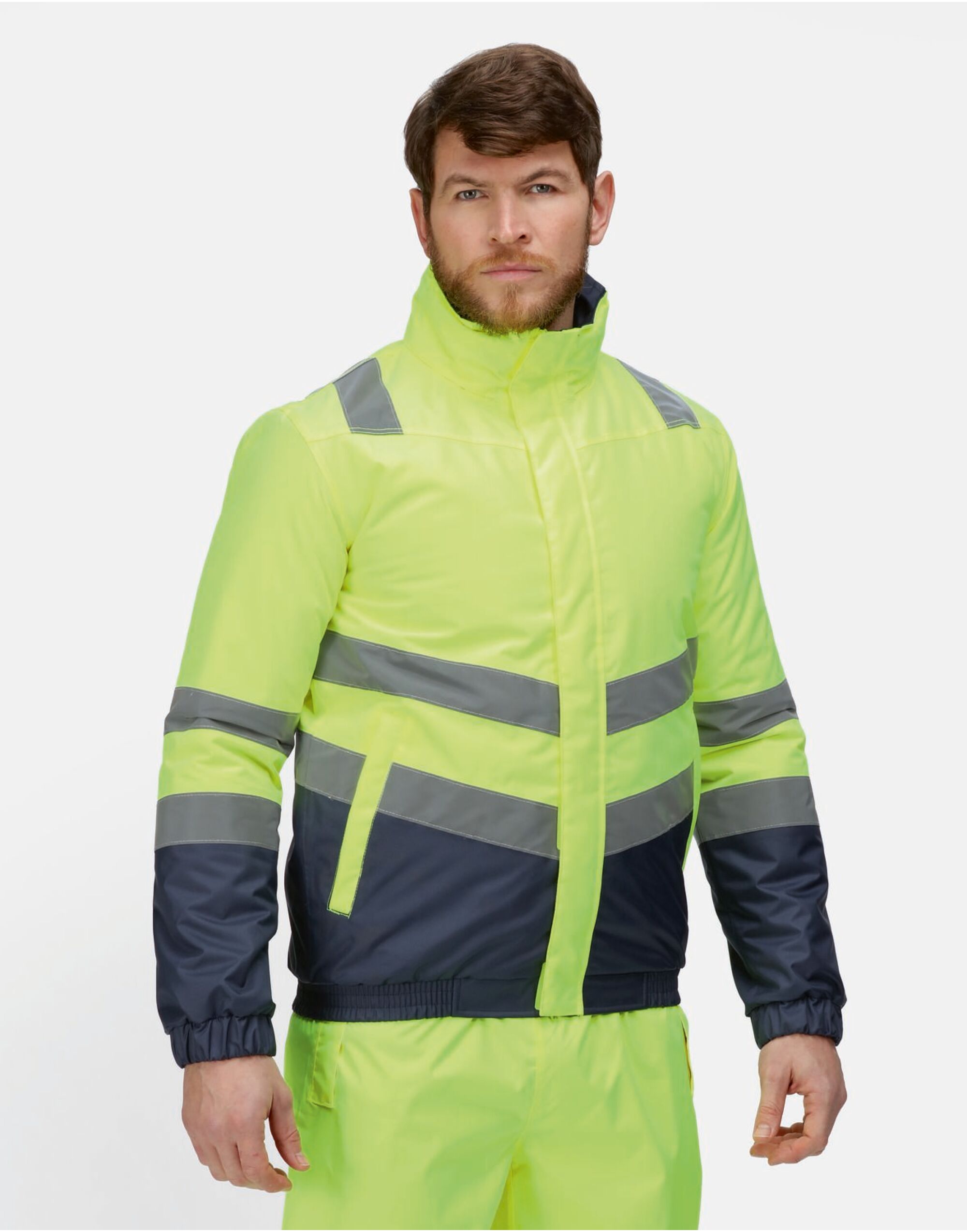 TRA218 Hi-Vis Yellow/Navy Pro Hi Vis Bomber Jacket