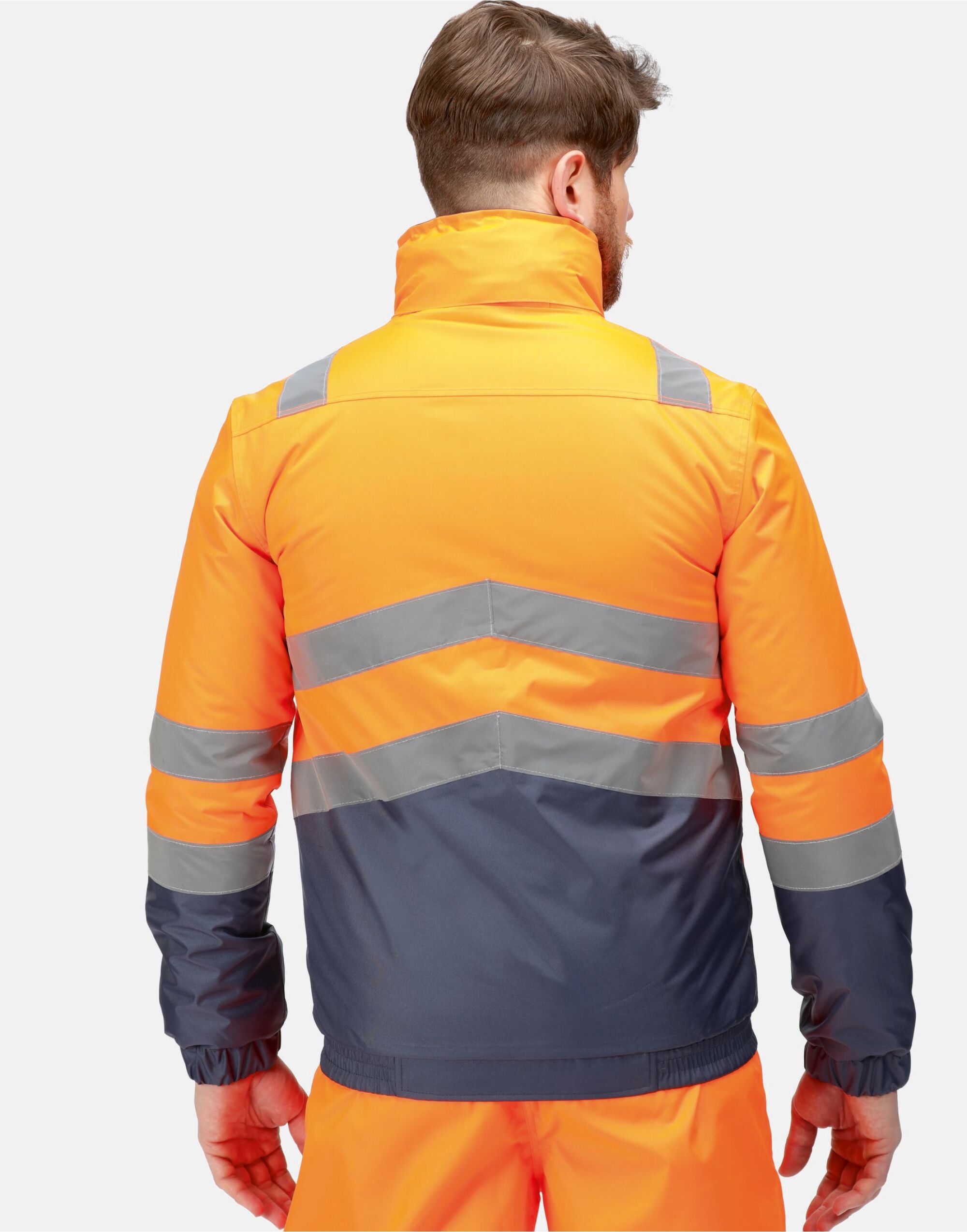 TRA218 Pro Hi Vis Bomber Jacket Hi Vis Orange/Navy