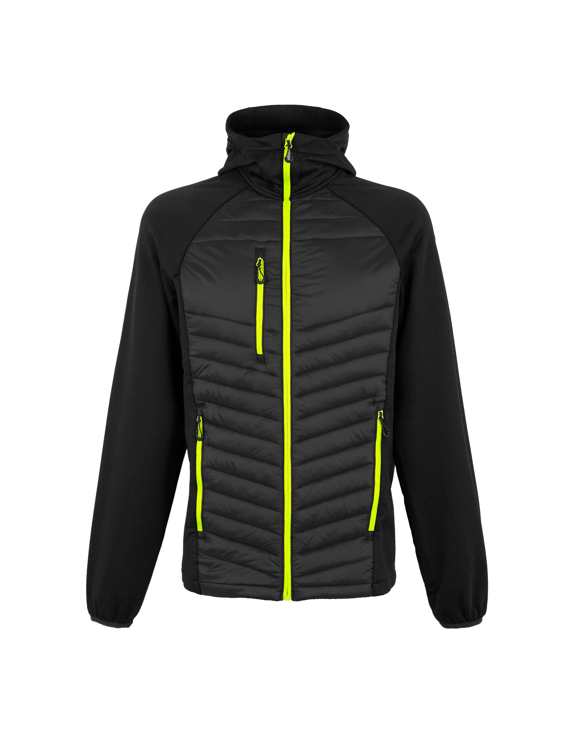 TRA549 Men’s Navigate Thermal Hybrid Jacket Black/Lime