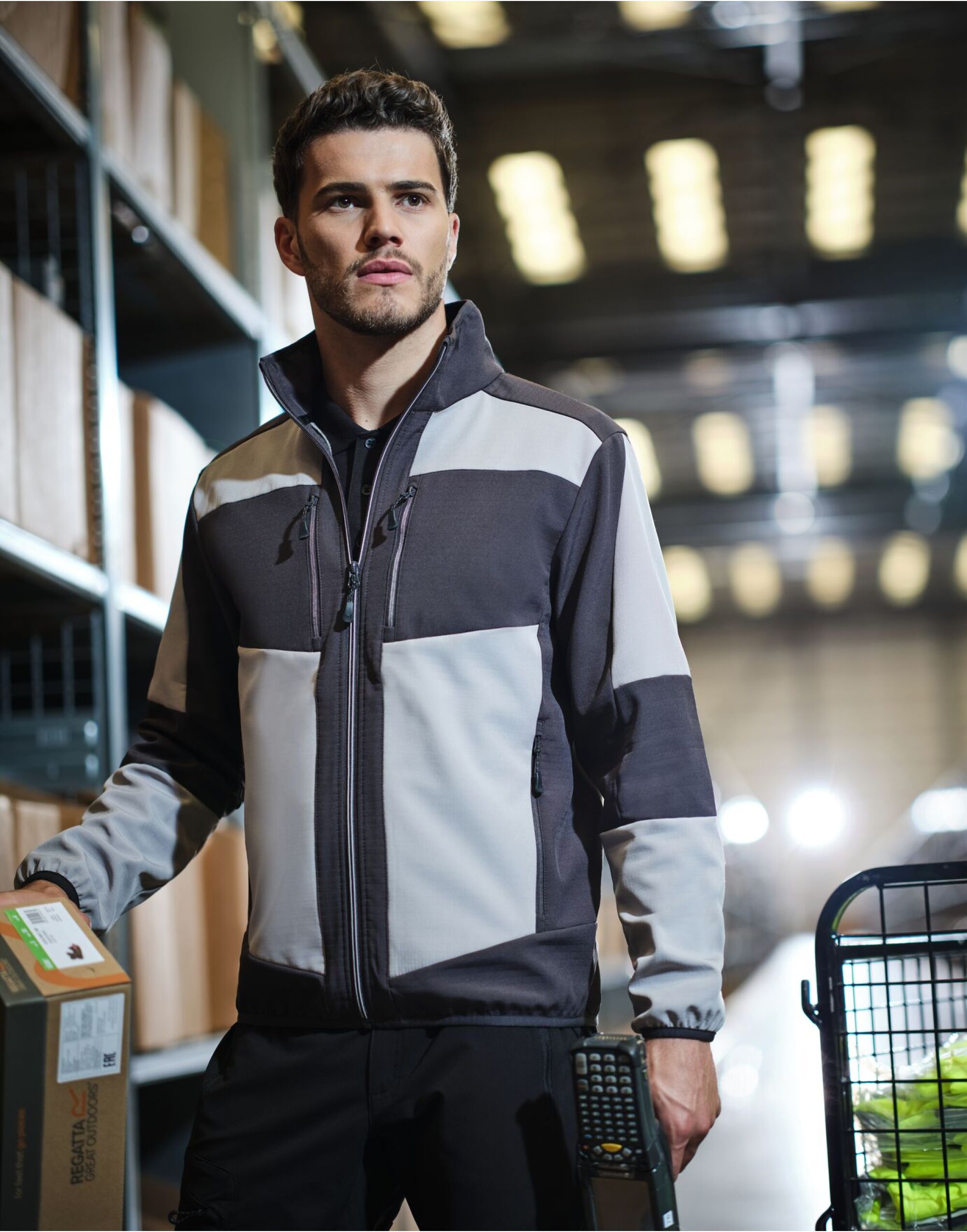 TRA753 Mineral Grey/Ash E-Volve Unisex 2 Layer Softshell Jacket