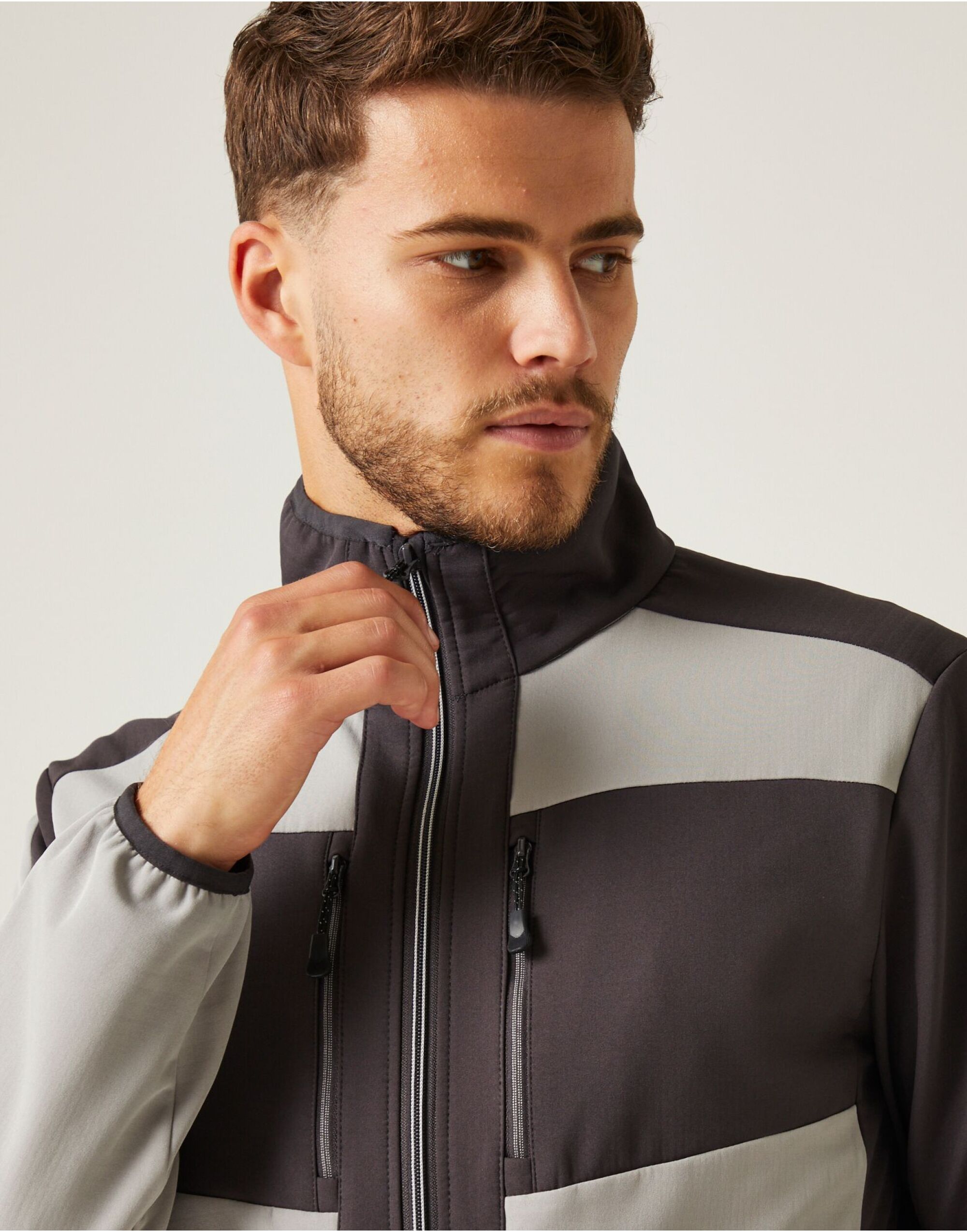 TRA753 Mineral Grey/Ash E-Volve Unisex 2 Layer Softshell Jacket