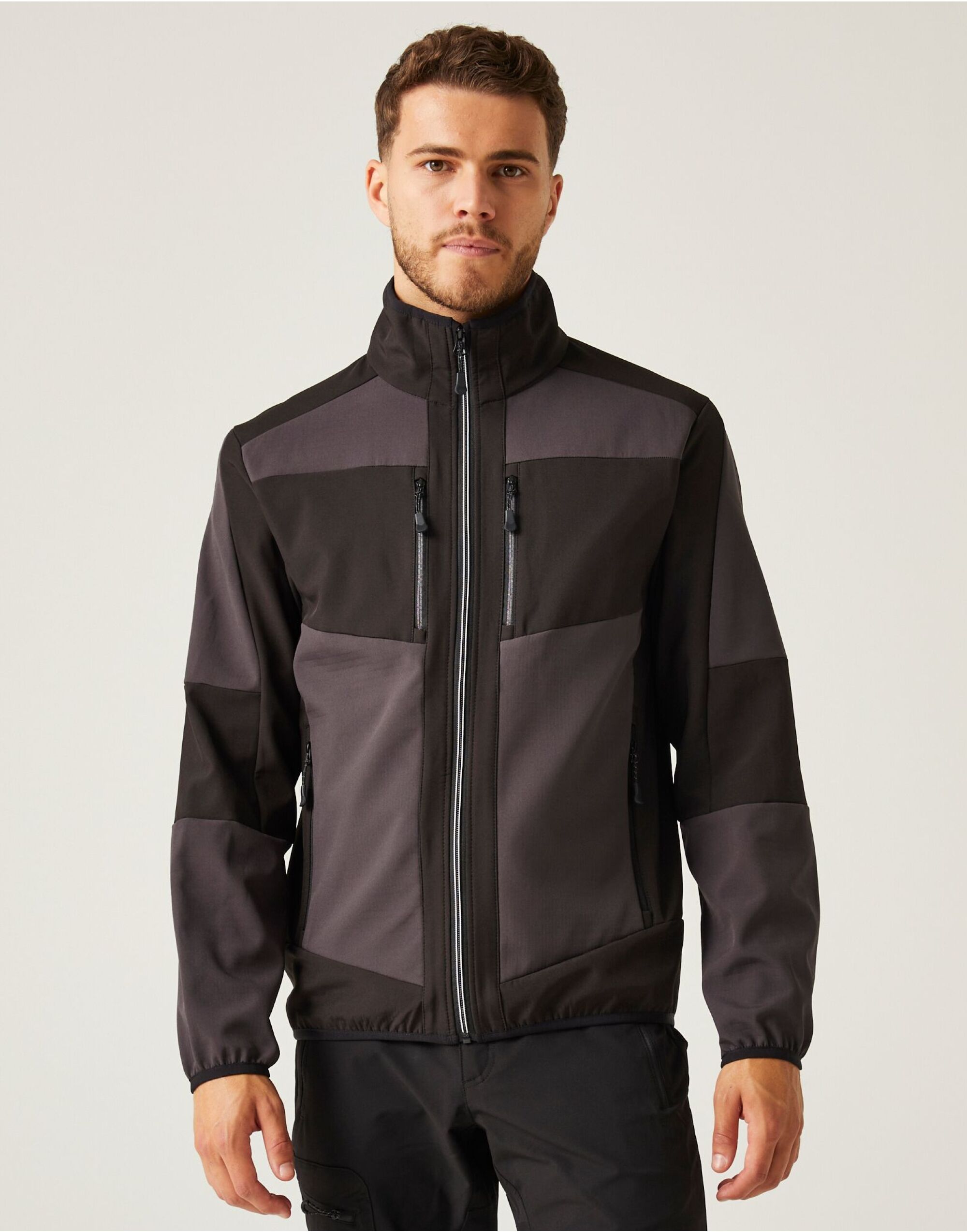 TRA753 Ash/Black E-Volve Unisex 2 Layer Softshell Jacket