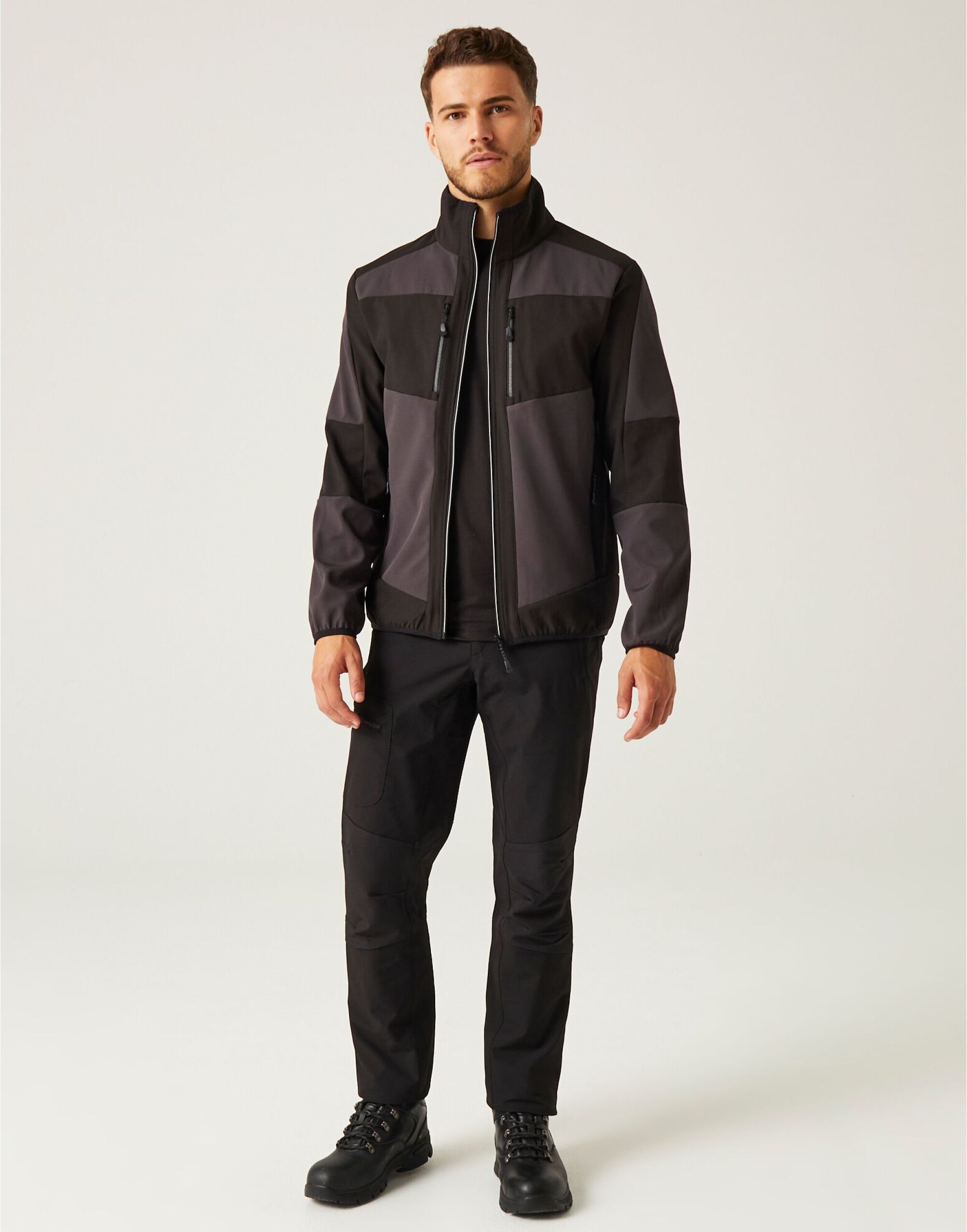 TRA753 Ash/Black E-Volve Unisex 2 Layer Softshell Jacket