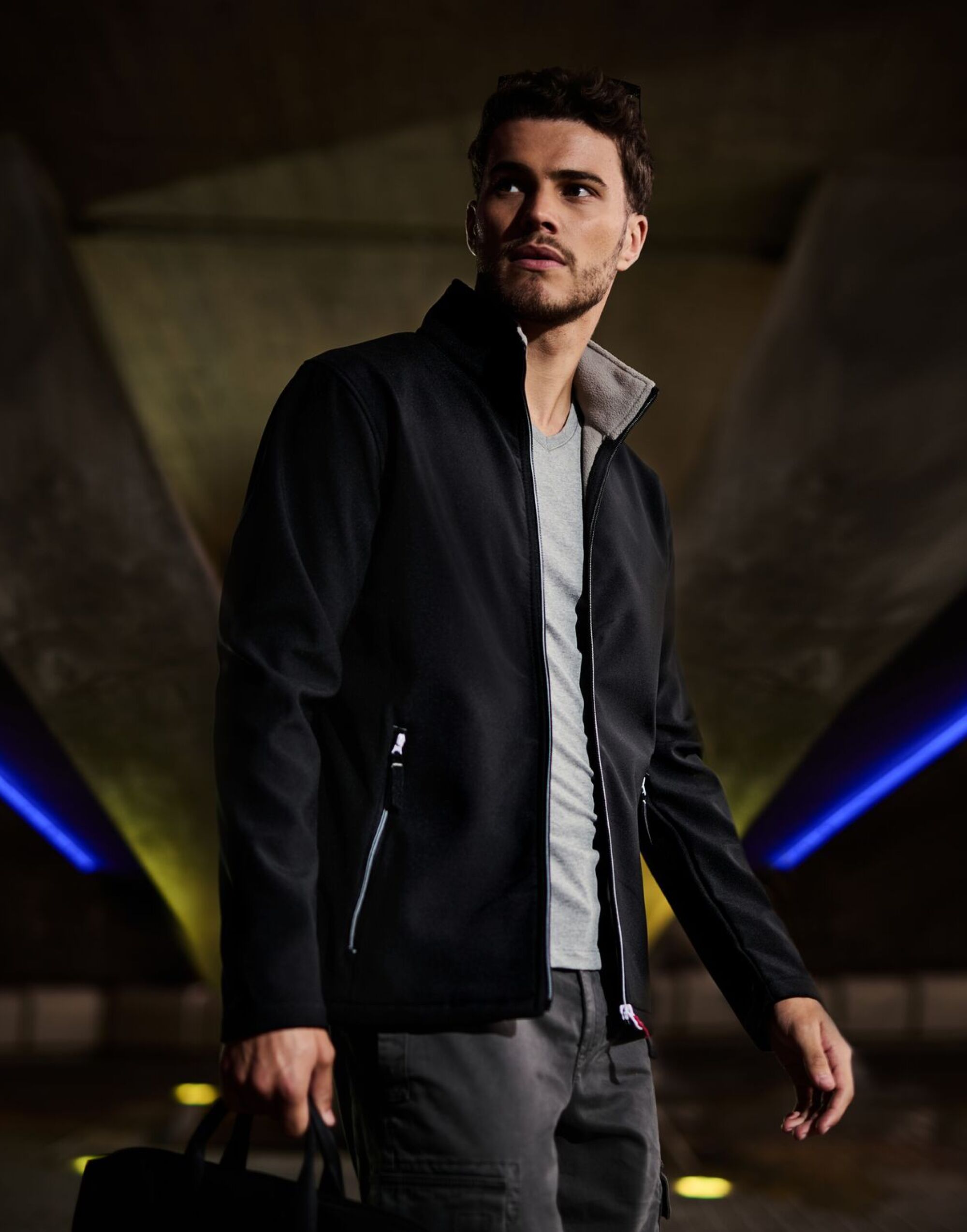 TRA762 Ascender Two Layer Softshell Jacket Black/Mineral Grey