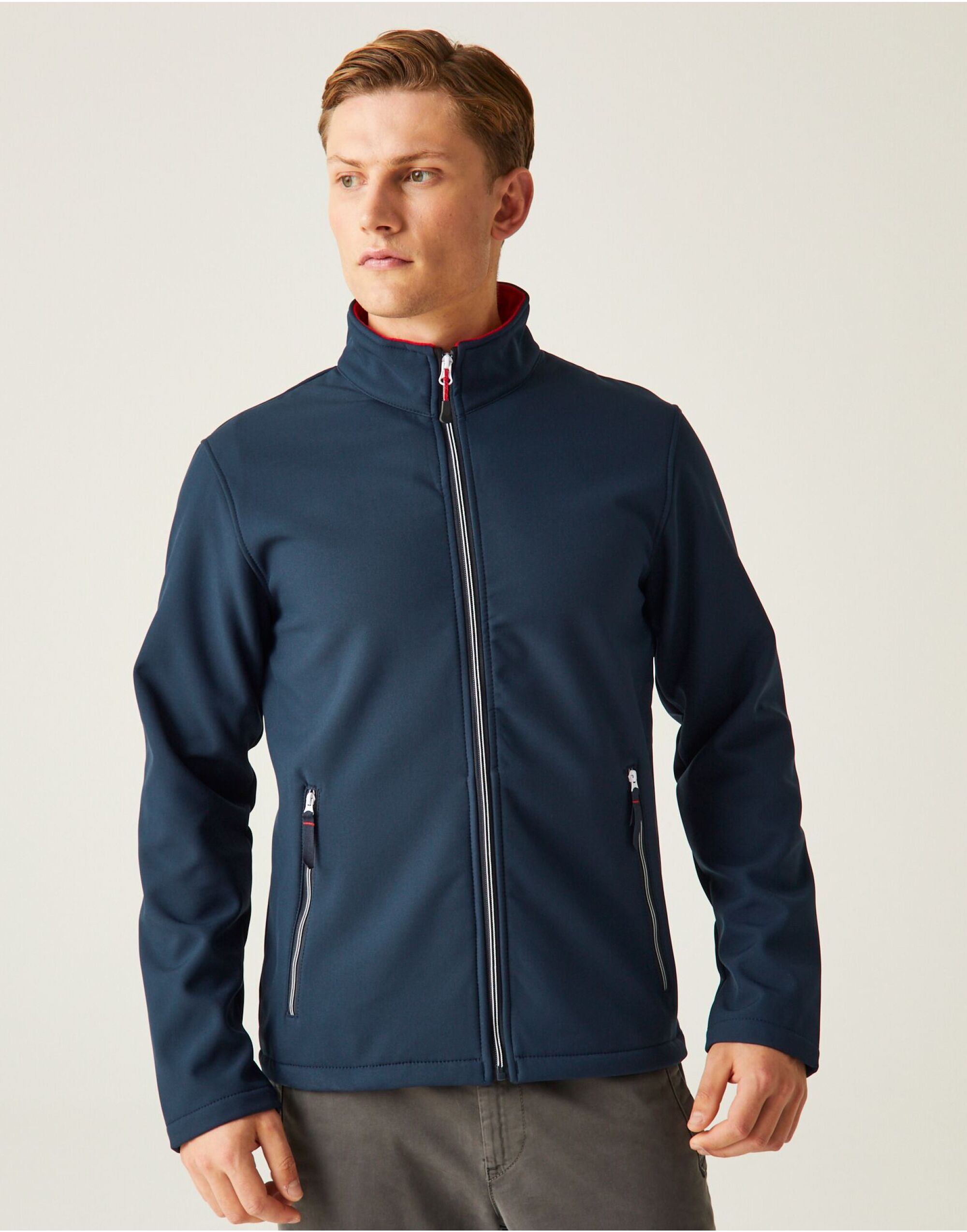 TRA762 Navy/Classic Red Ascender Two Layer Softshell Jacket