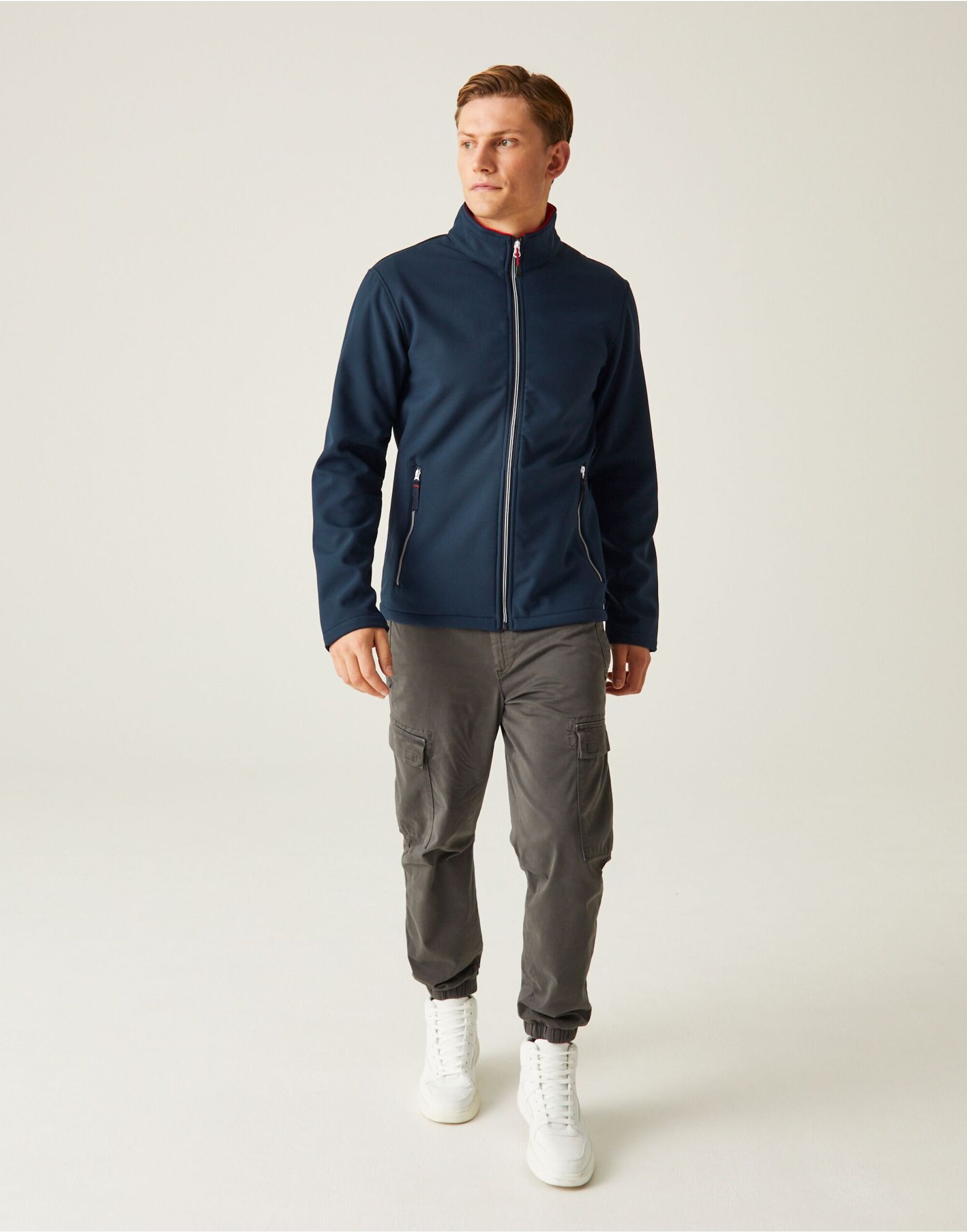 TRA762 Navy/Classic Red Ascender Two Layer Softshell Jacket