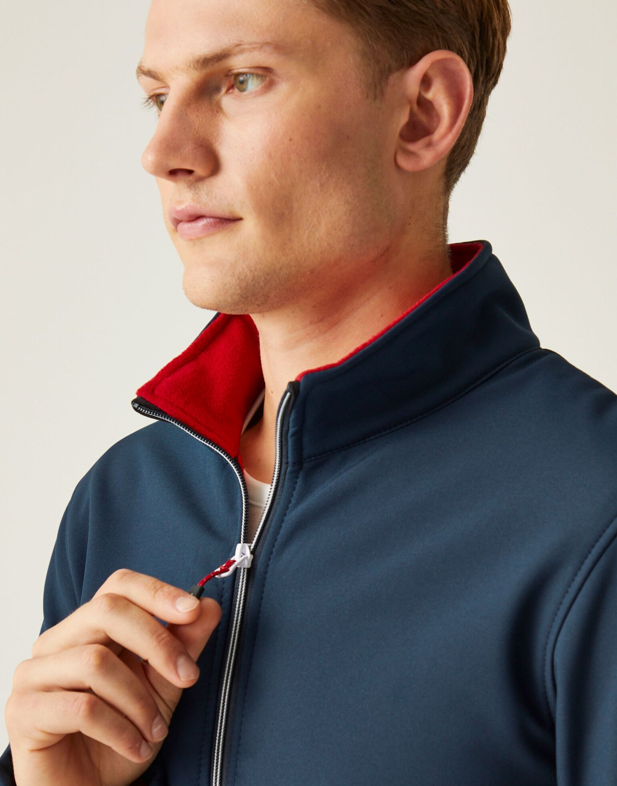TRA762 Navy/Classic Red Ascender Two Layer Softshell Jacket