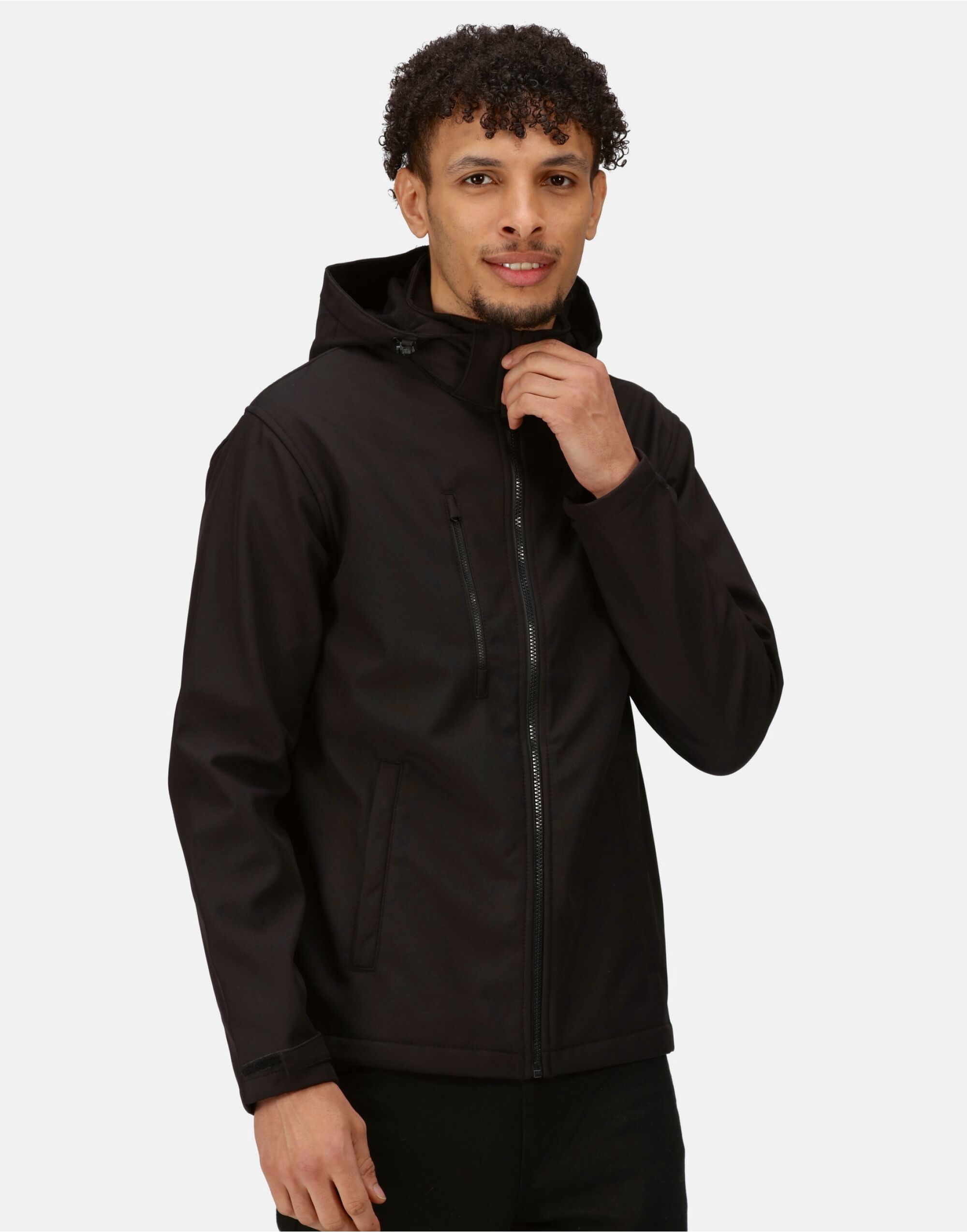 TRA701 Black/Black Venturer 3 Layer Hooded Softshell