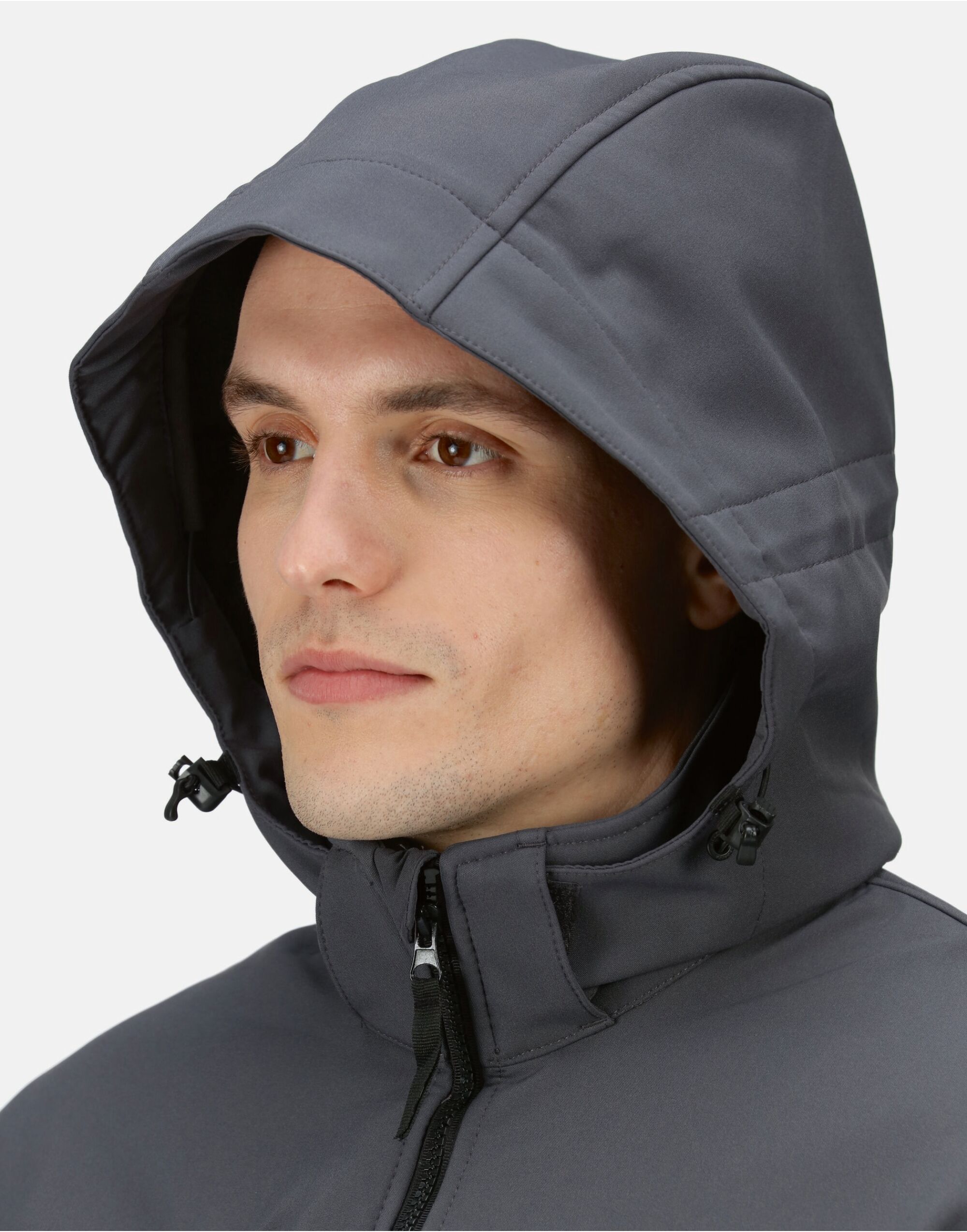 TRA701 Seal Grey/Black Venturer 3 Layer Hooded Softshell