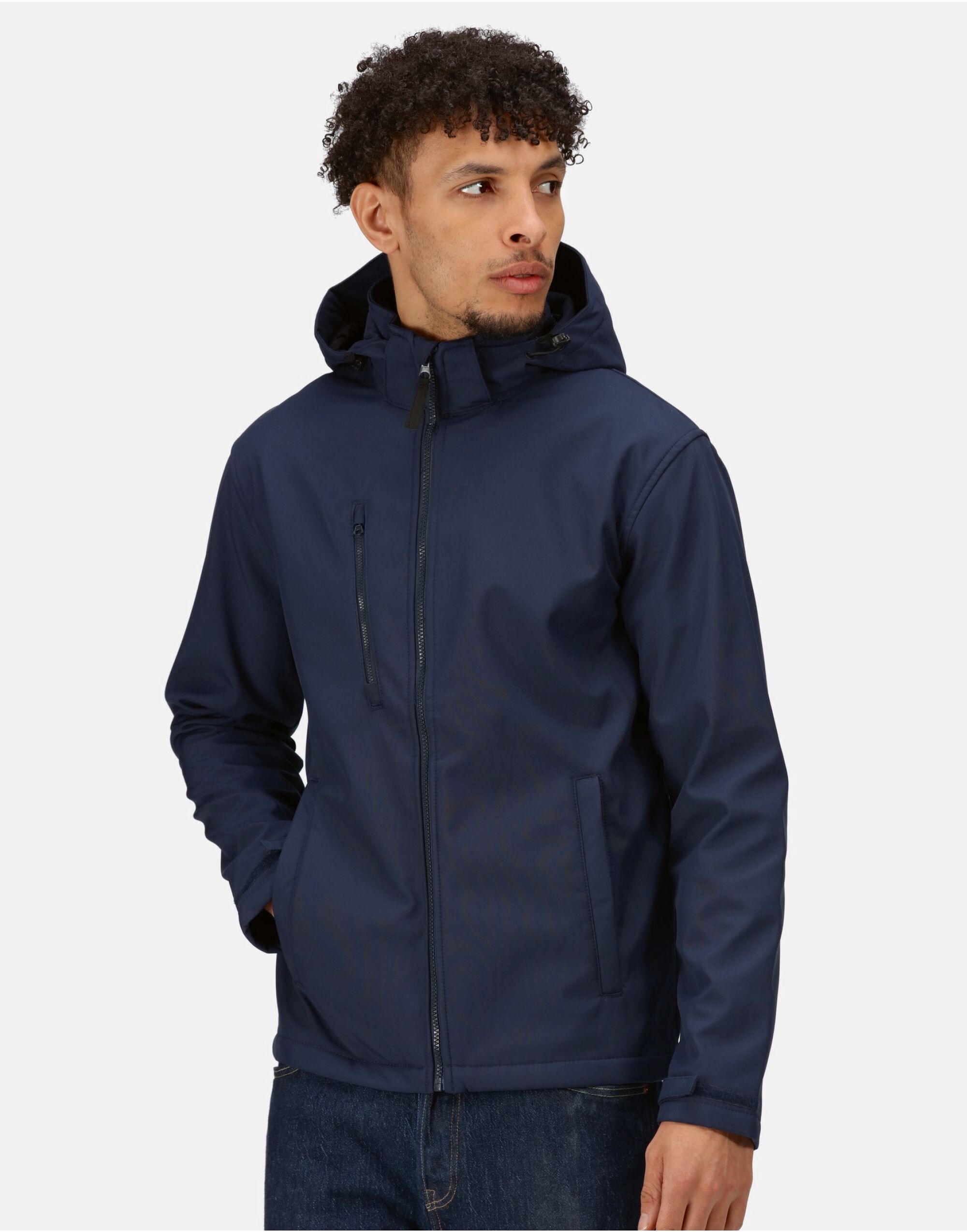 TRA701 Navy/Navy Venturer 3 Layer Hooded Softshell