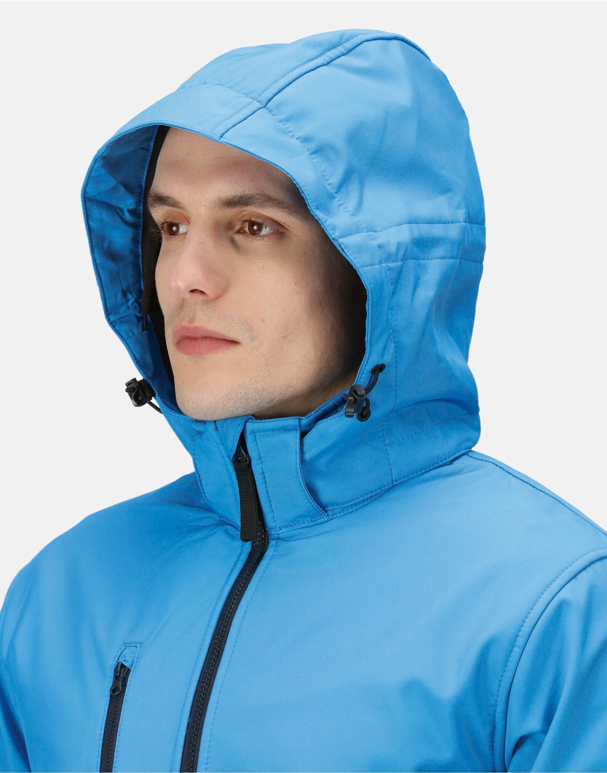 TRA701 French Blue / Navy Venturer 3 Layer Hooded Softshell