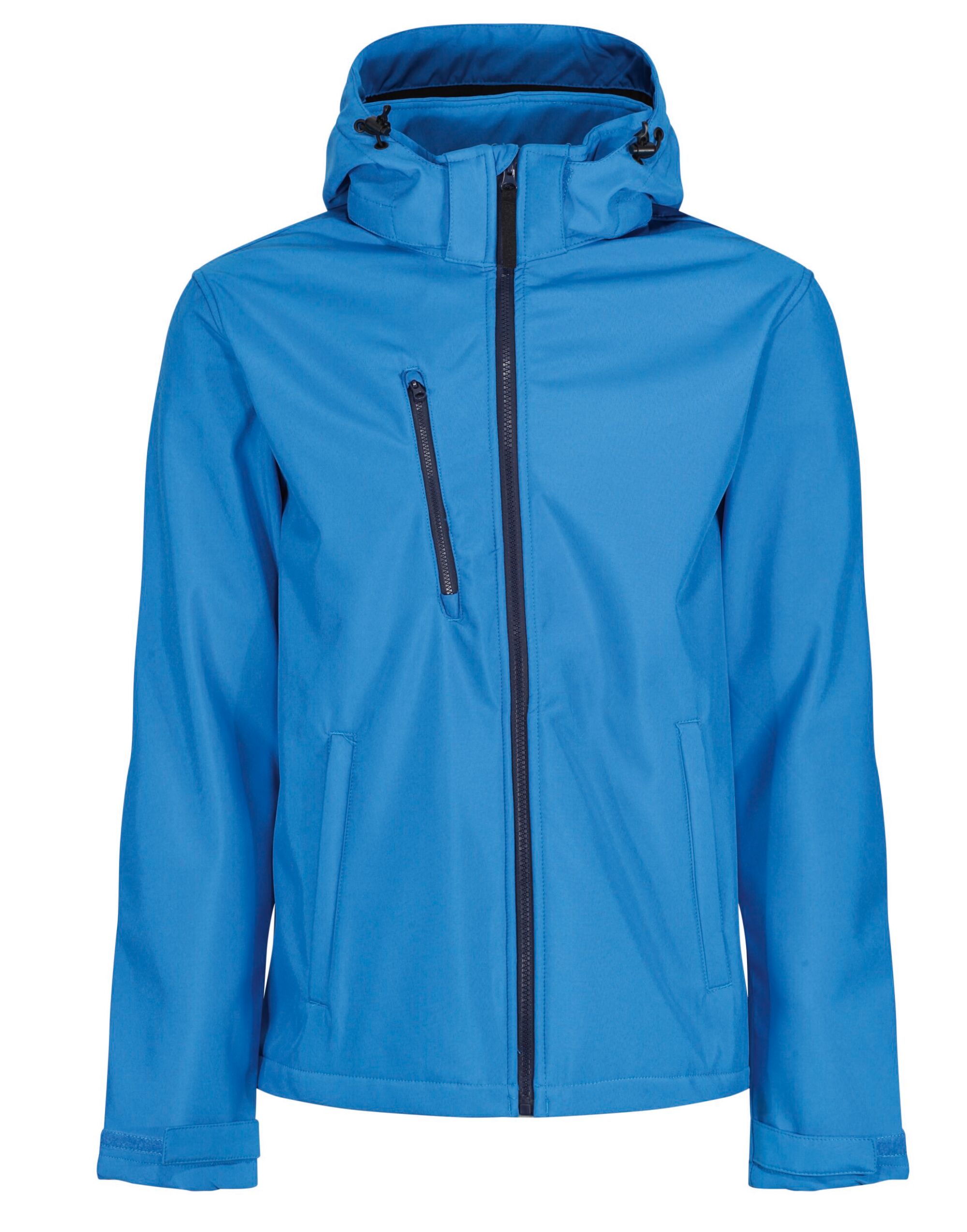 TRA701 French Blue / Navy Venturer 3 Layer Hooded Softshell