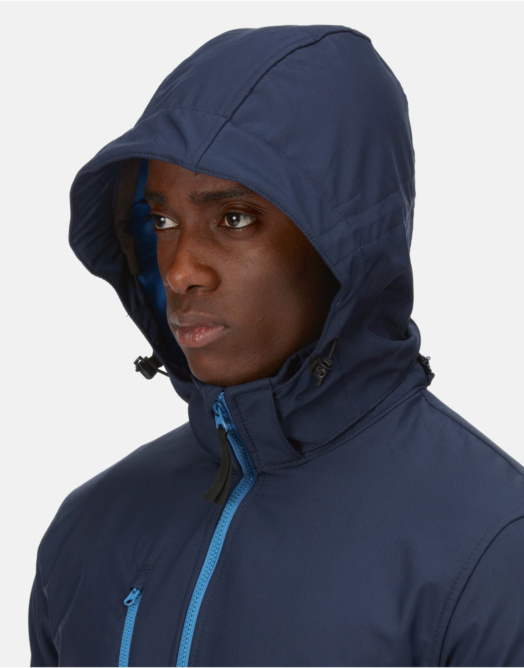 TRA701 Venturer 3 Layer Hooded Softshell Navy/ French Blue