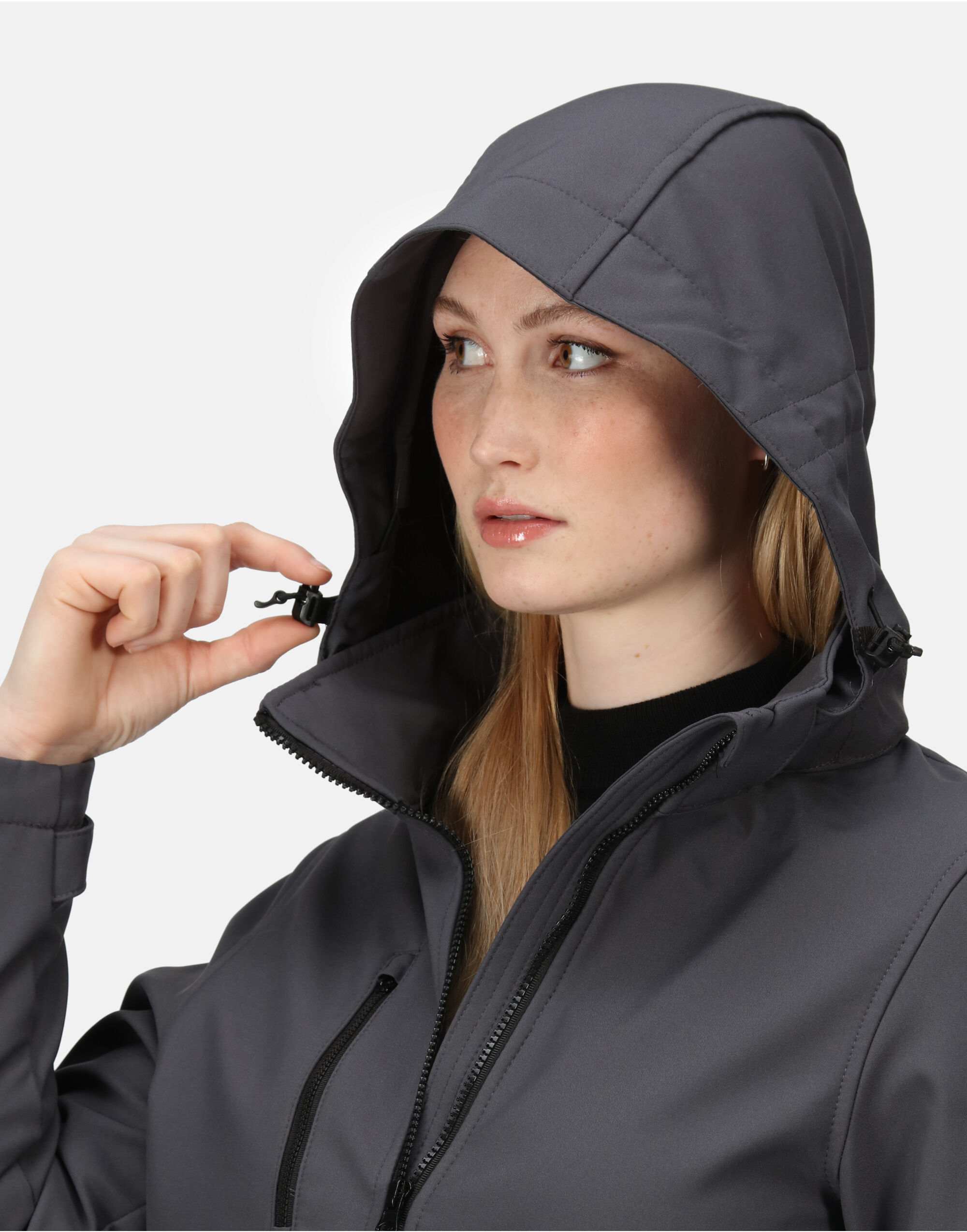 TRA702 Women’s Venturer Hooded Softshell Seal Grey/Black