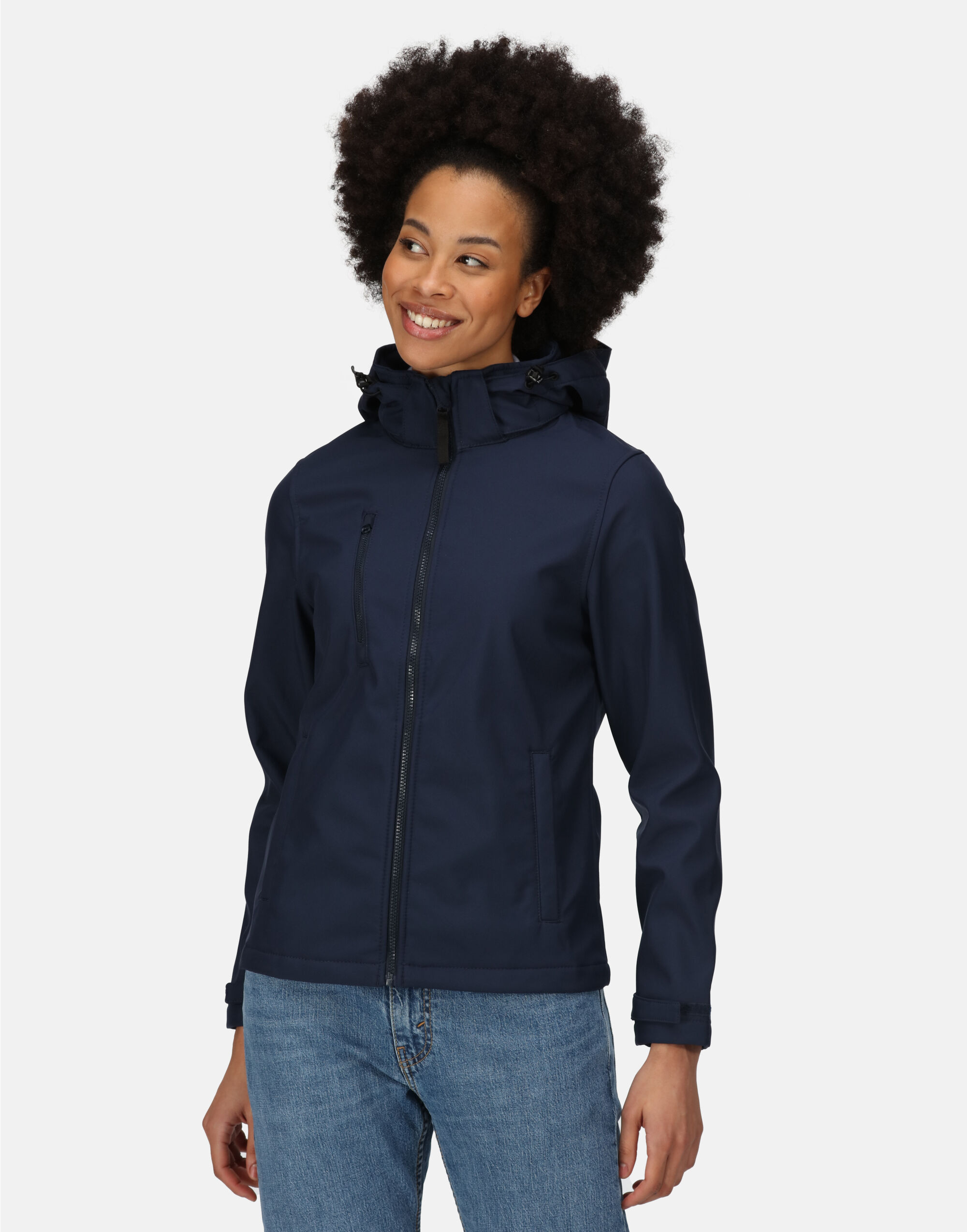 TRA702 Navy/Navy Women’s Venturer Hooded Softshell