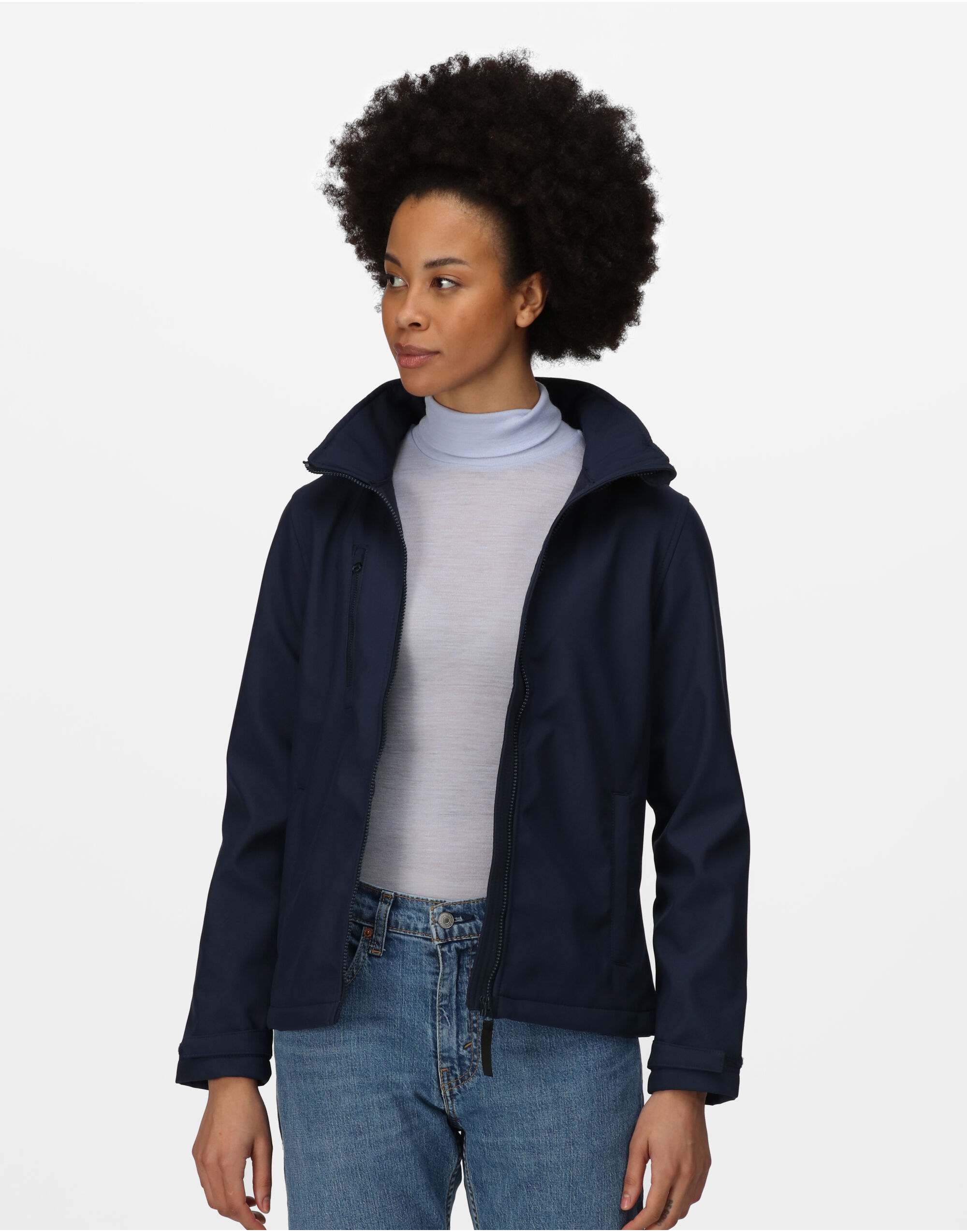 TRA702 Navy/Navy Women’s Venturer Hooded Softshell